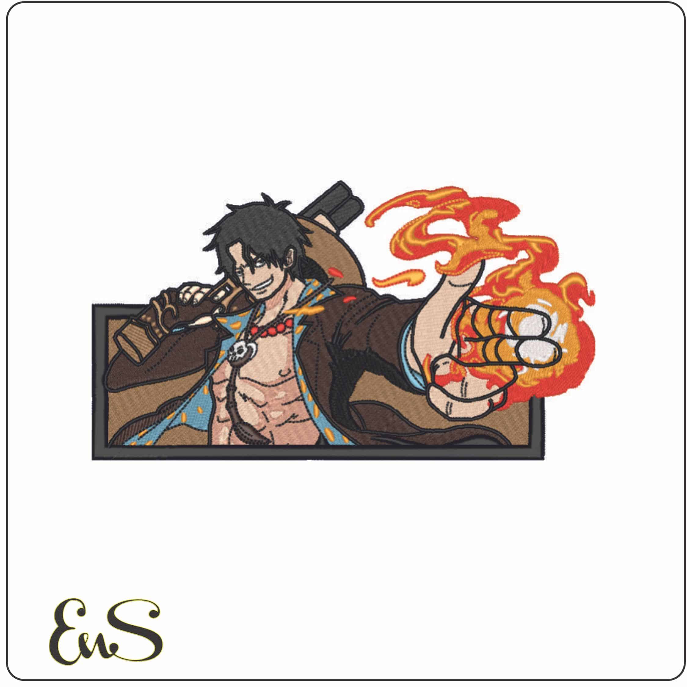 Portgas D Ace - One Piece - Anime-Elegant embroidery design file - instant download