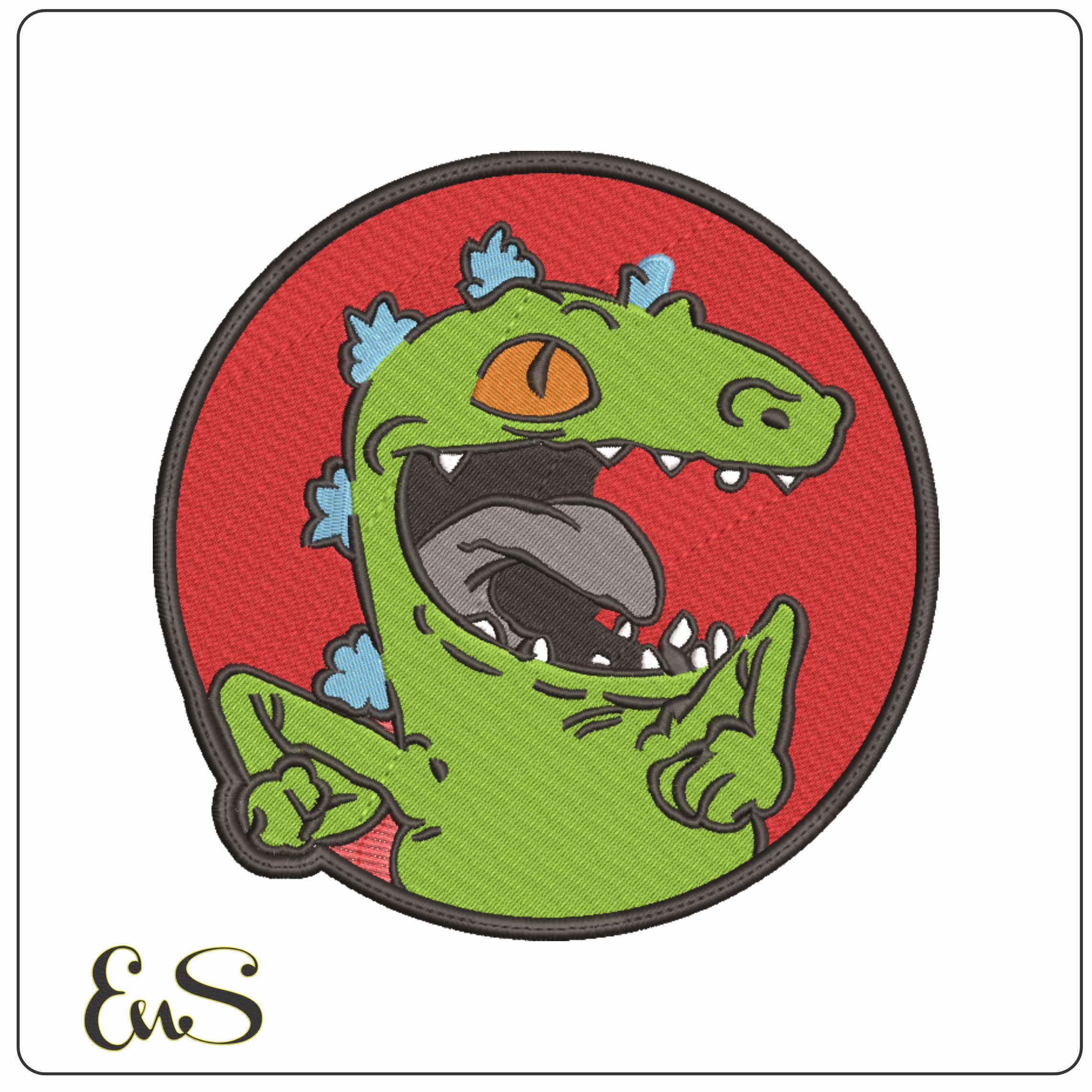 Reptar Dino Circle - Rugrats-Elegant embroidery design file - instant download