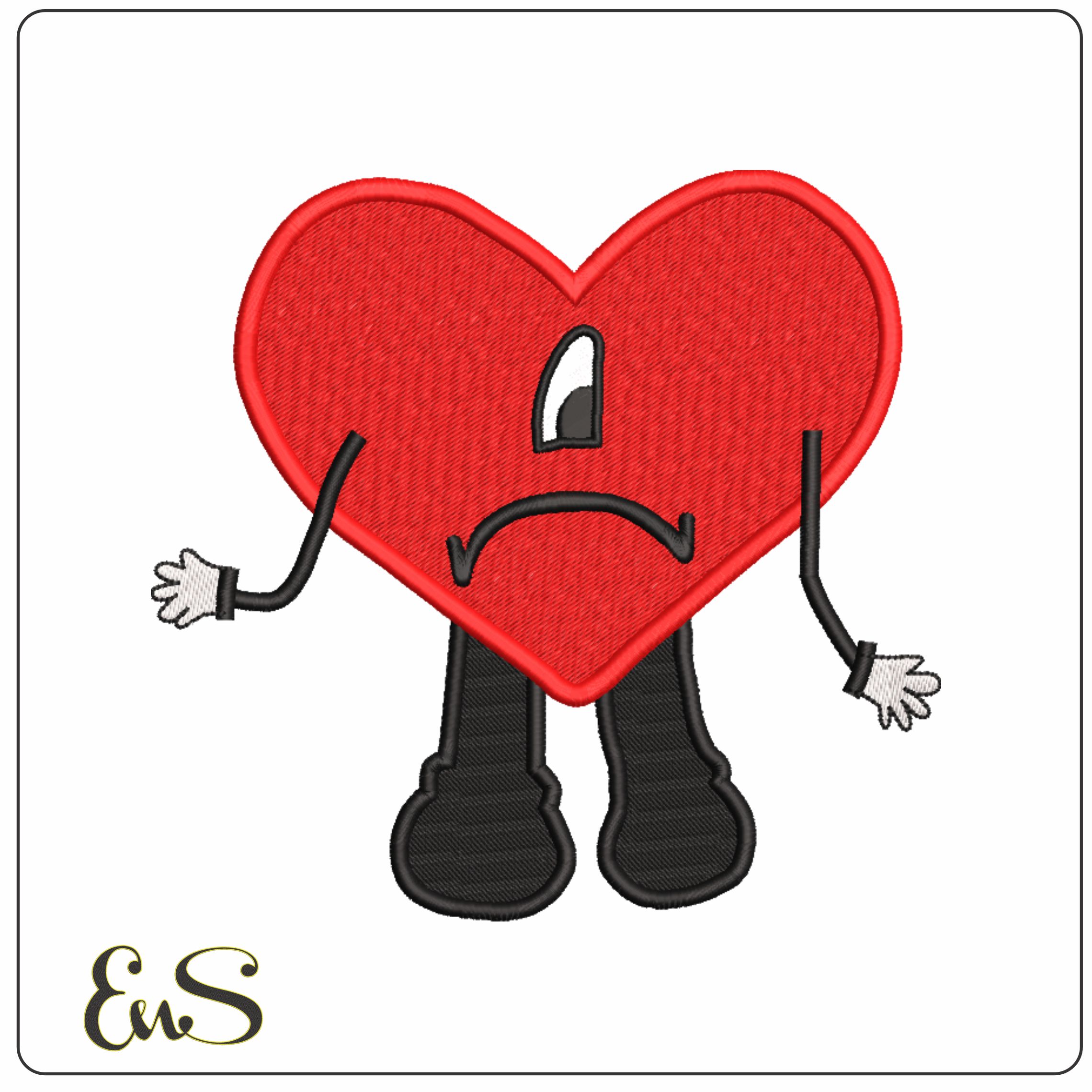 Sad Heart - Bad Bunny-Elegant embroidery design file - instant download
