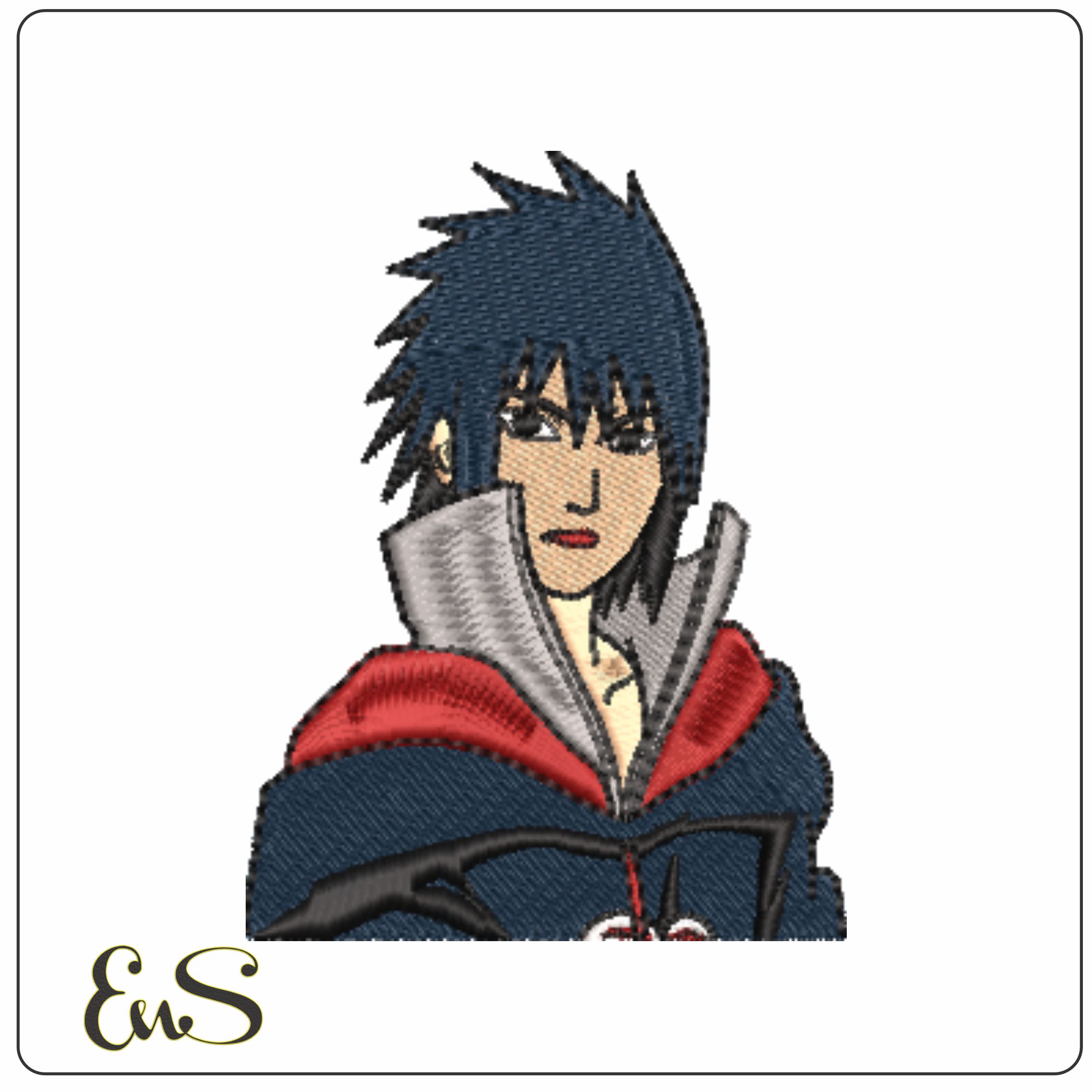 Sasuke Uchiha  - Naruto - Anime-Elegant embroidery design file - instant download