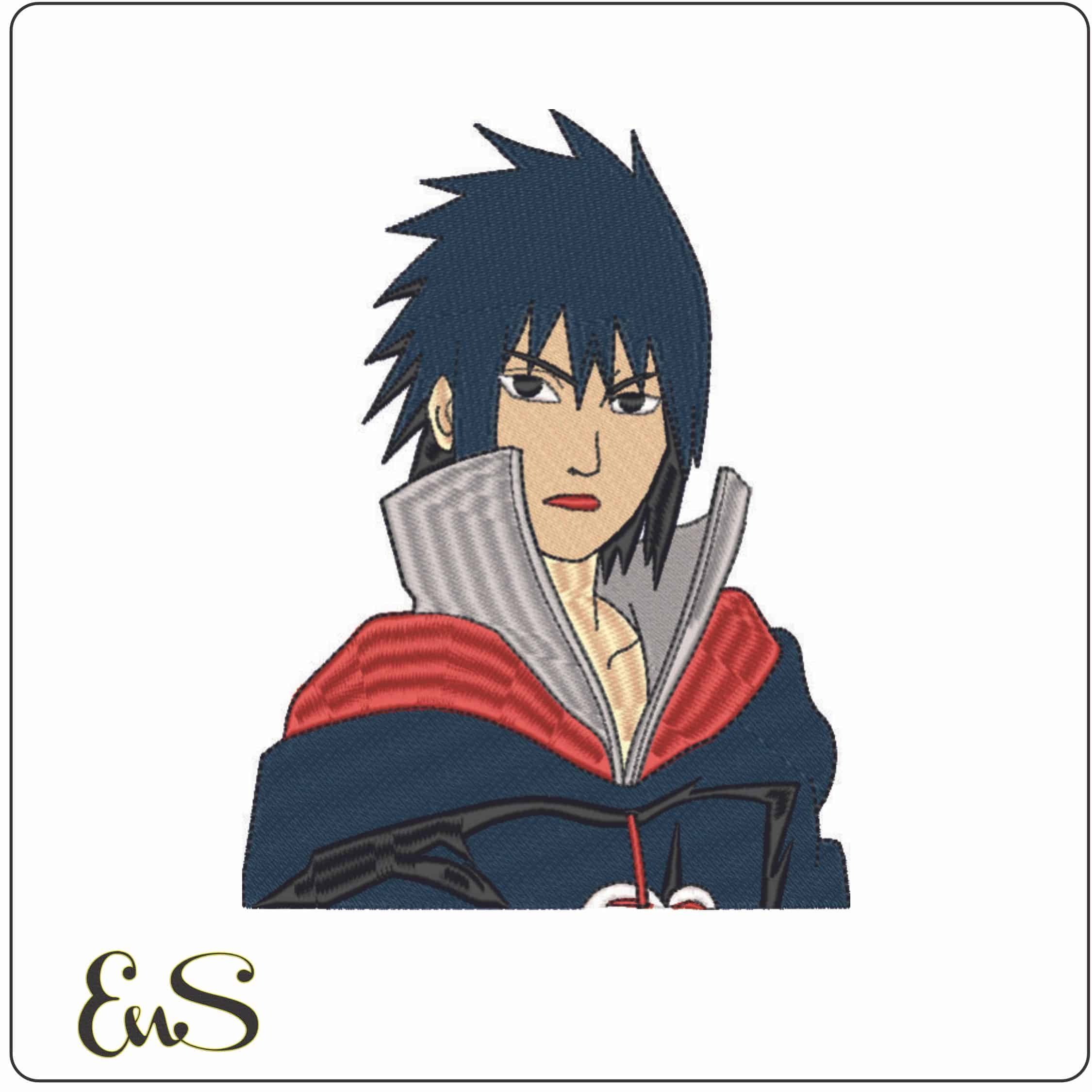 Sasuke Uchiha  - Naruto - Anime-Elegant embroidery design file - instant download