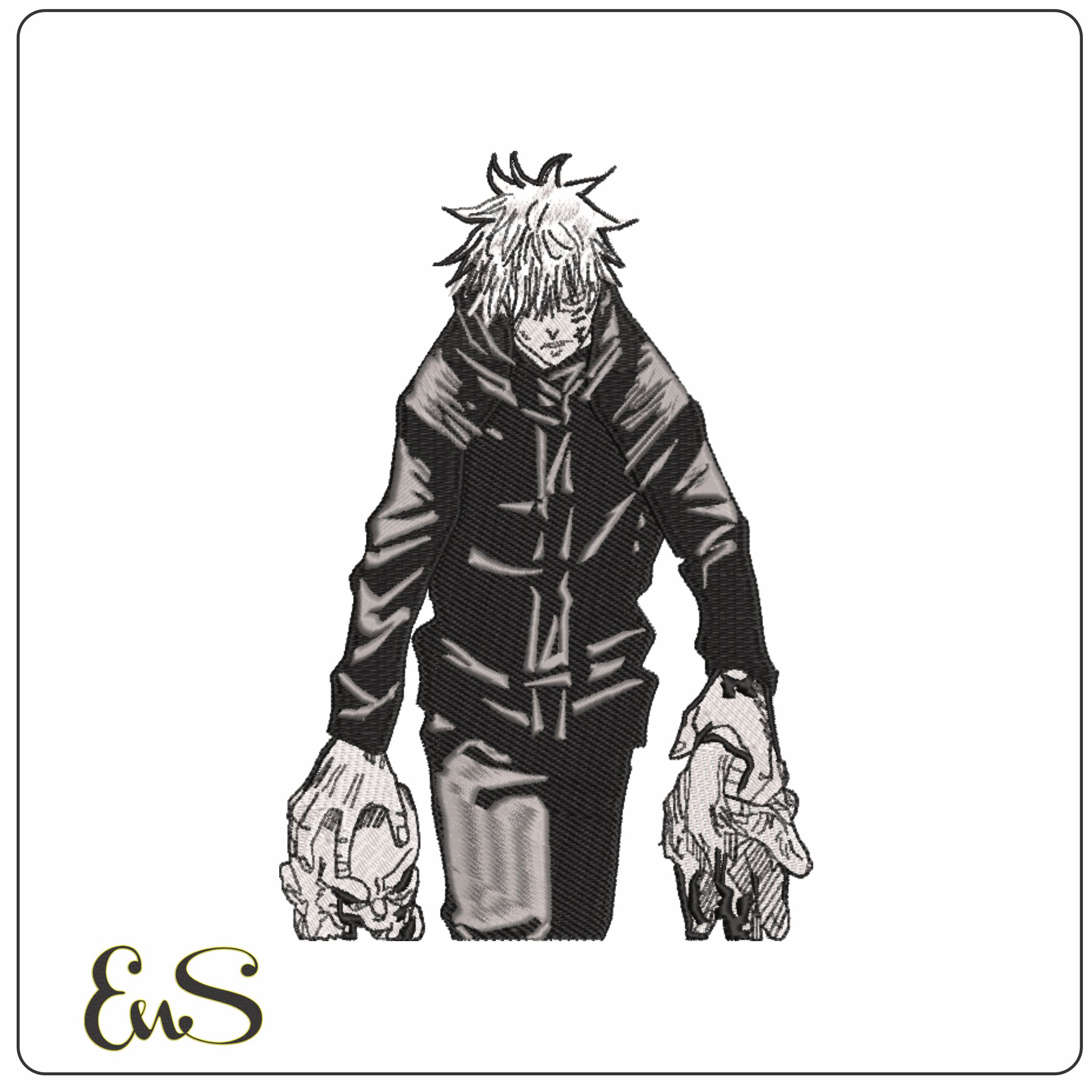 Satoru Gojo with Heads - Jujutsu Kaisen - Anime-Elegant embroidery design file - instant download