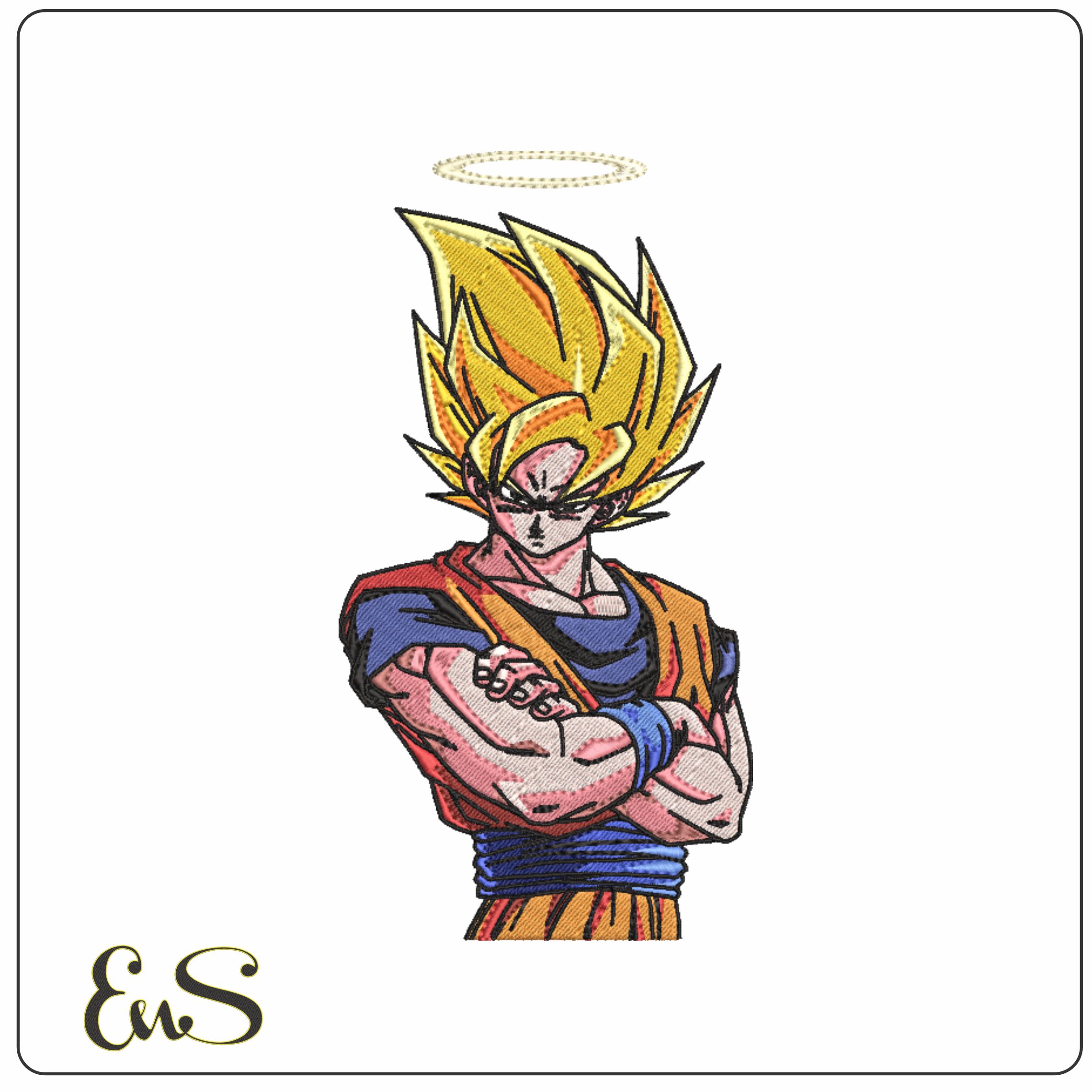 Son Guko Stern look - Dragon Ball - Anime-Elegant embroidery design file - instant download