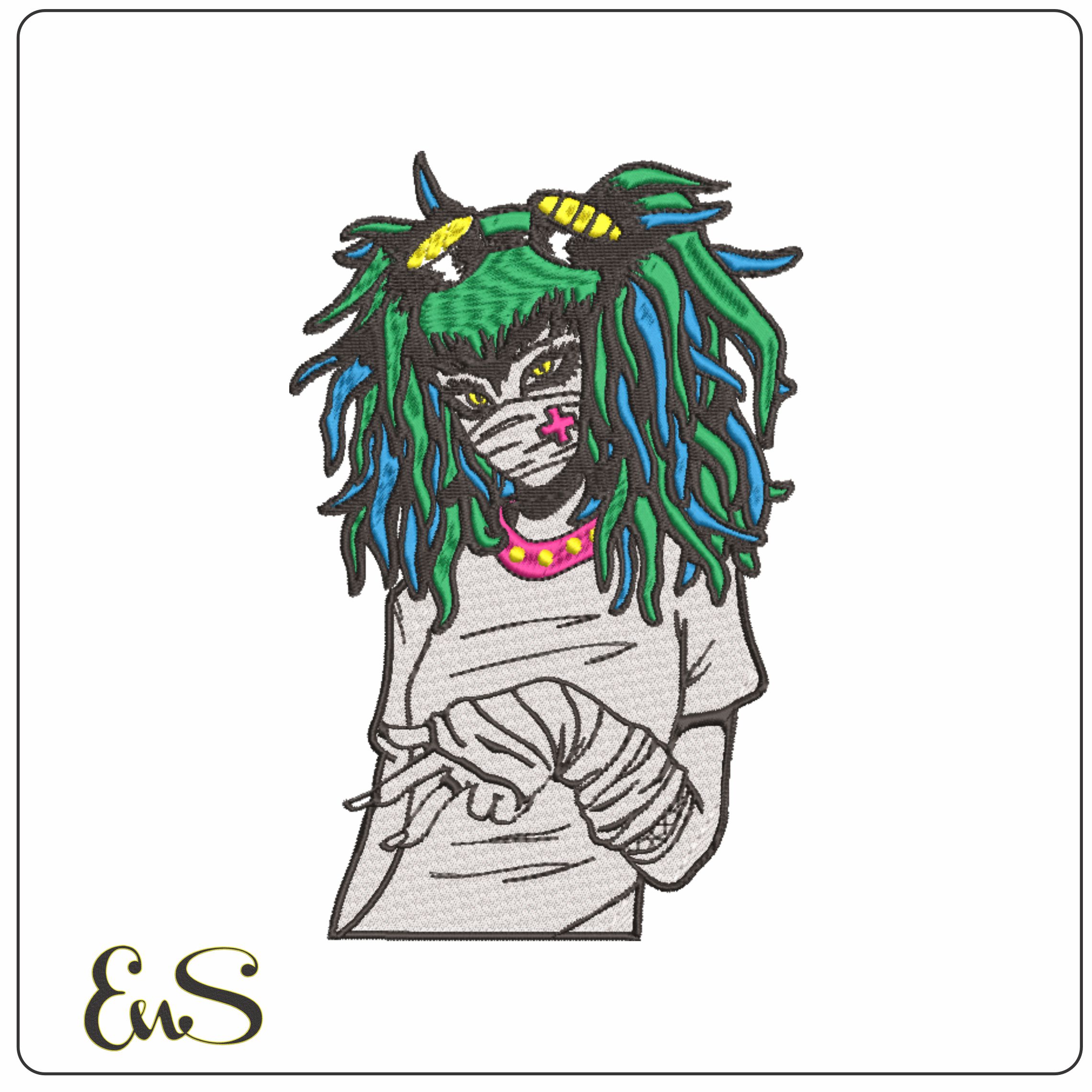Skull Girl - Punk Nurse - Anime-Elegant embroidery design file - instant download
