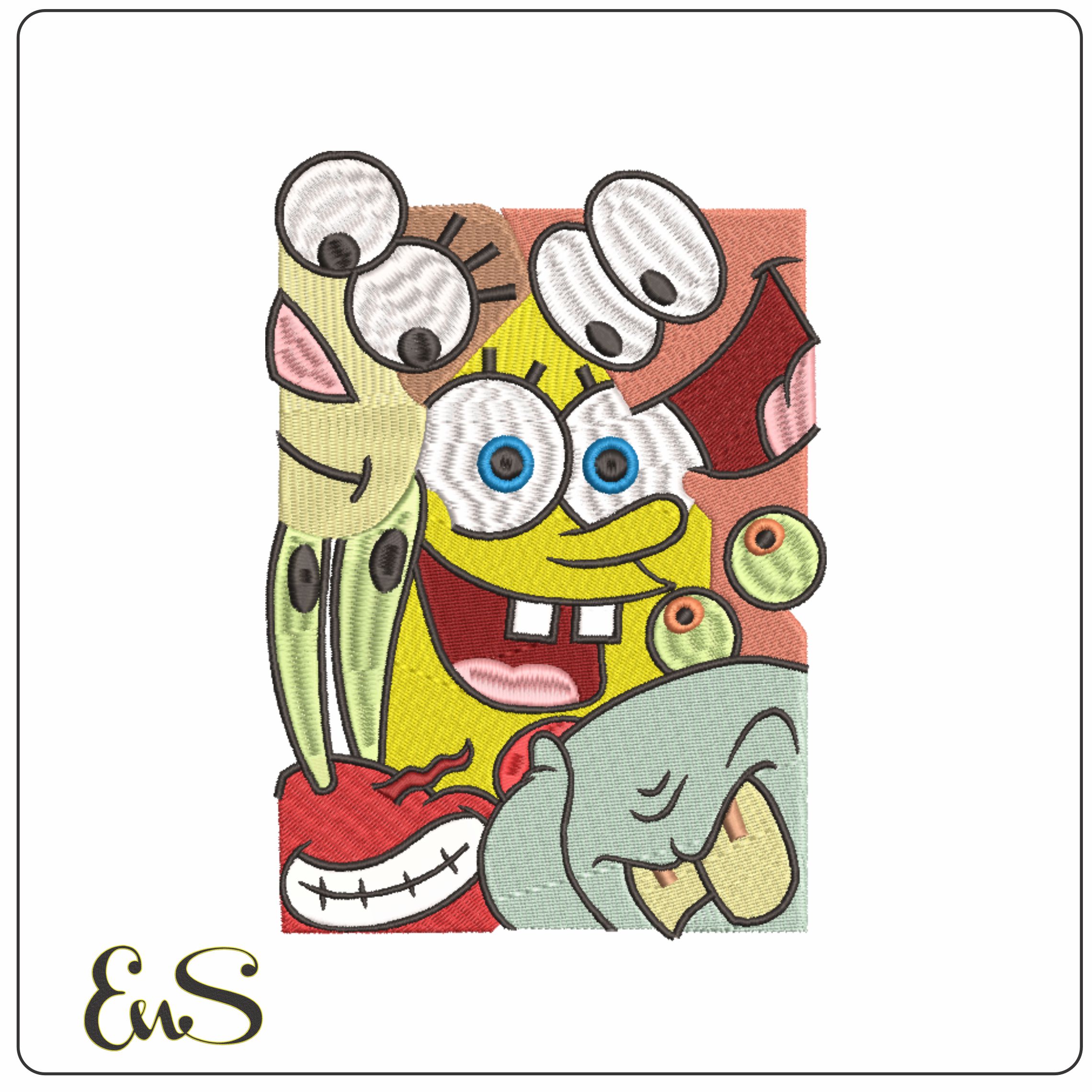 Sponge Bob and Friends-Elegant embroidery design file - instant download