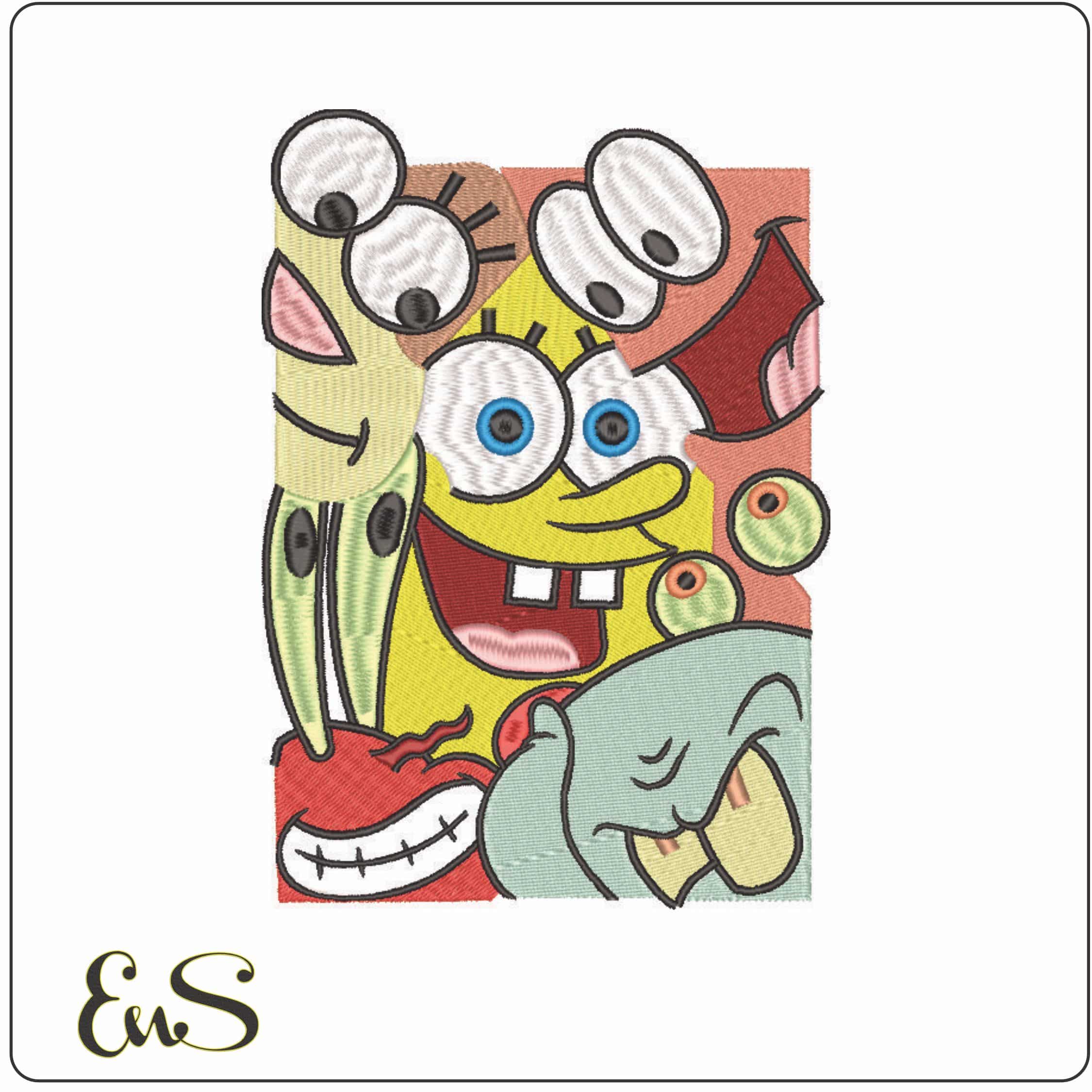 Sponge Bob and Friends-Elegant embroidery design file - instant download