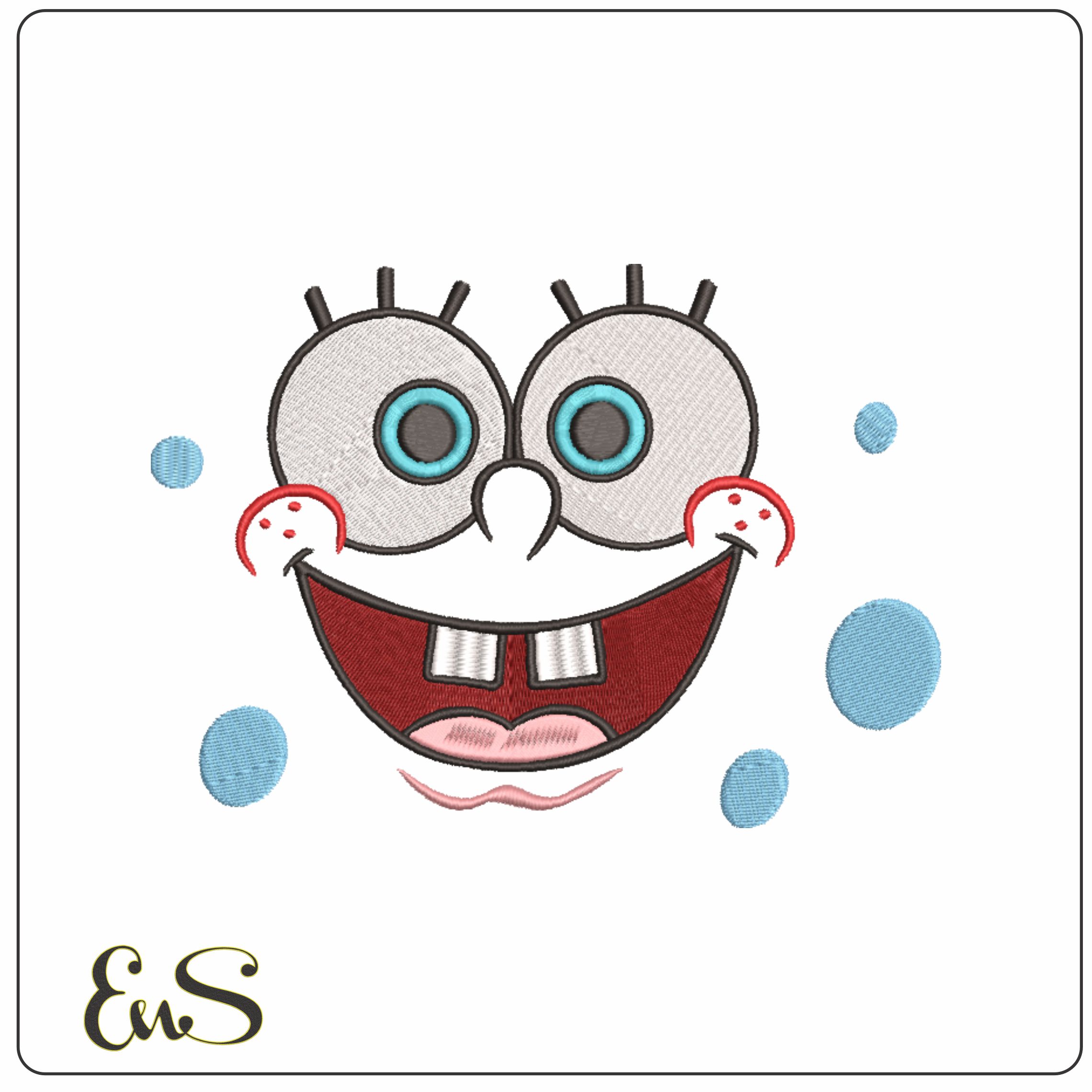 Sponge Bob Face-Elegant embroidery design file - instant download