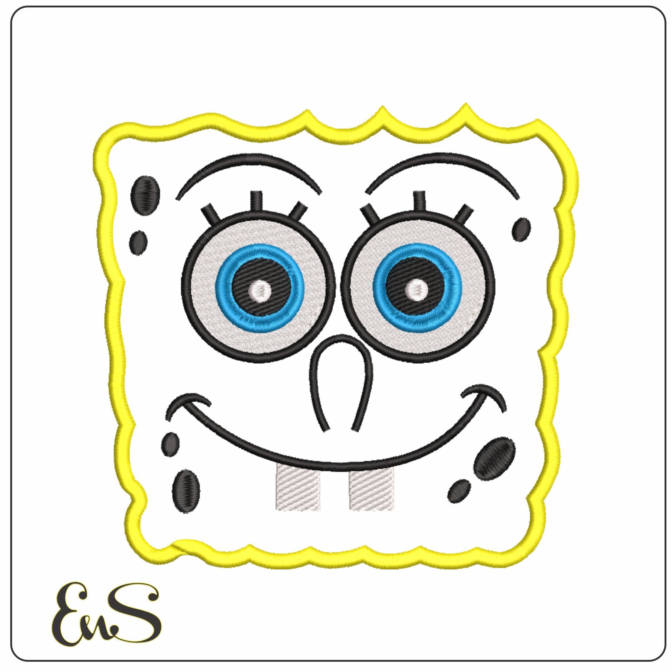 Sponge Bob Head Applique-Elegant embroidery design file - instant download
