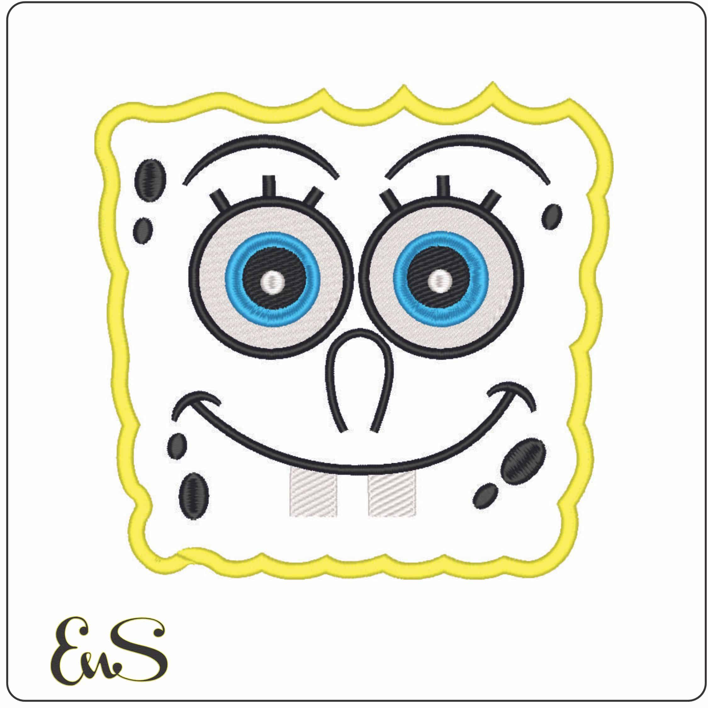 Sponge Bob Head Applique-Elegant embroidery design file - instant download