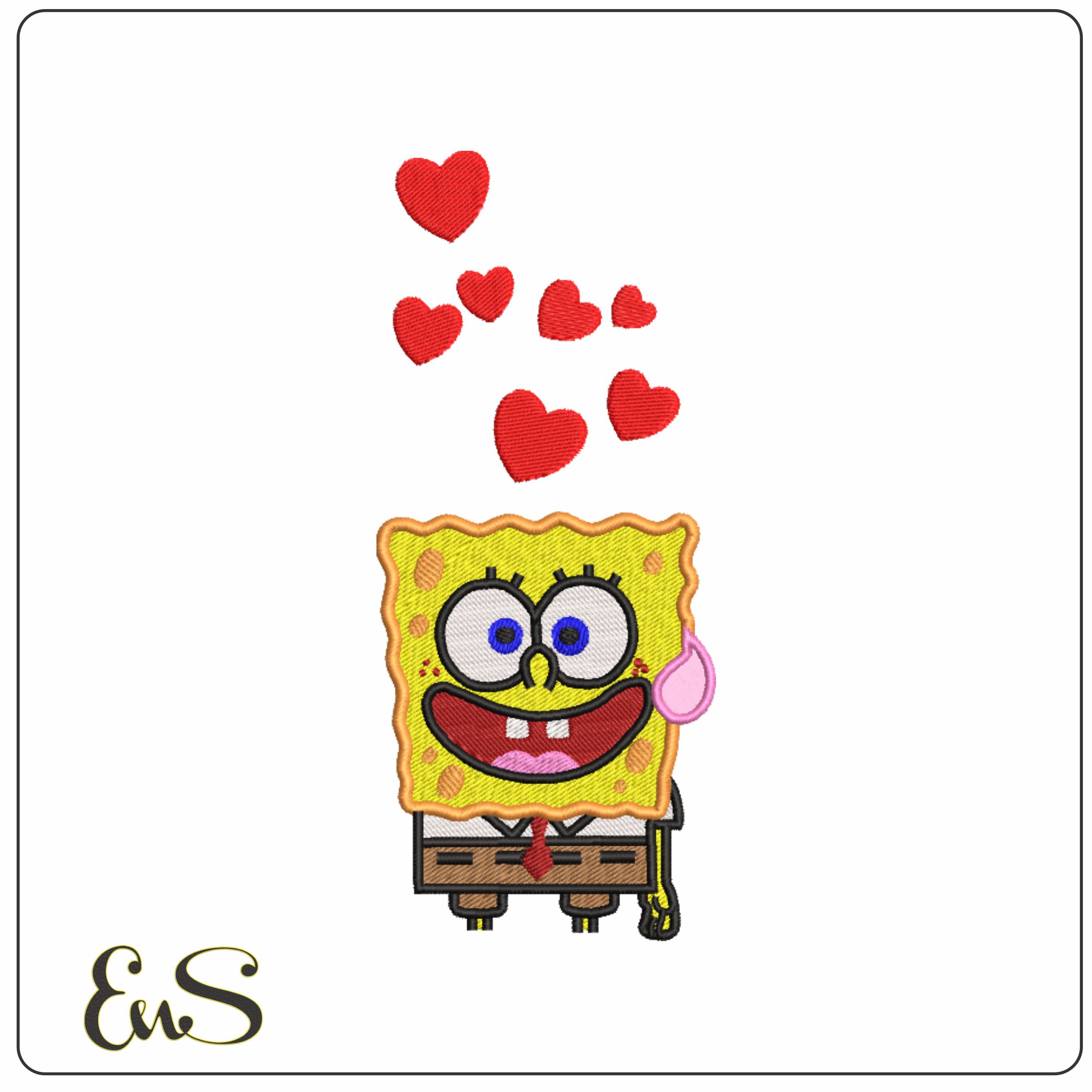 Sponge Bob Love-Elegant embroidery design file - instant download