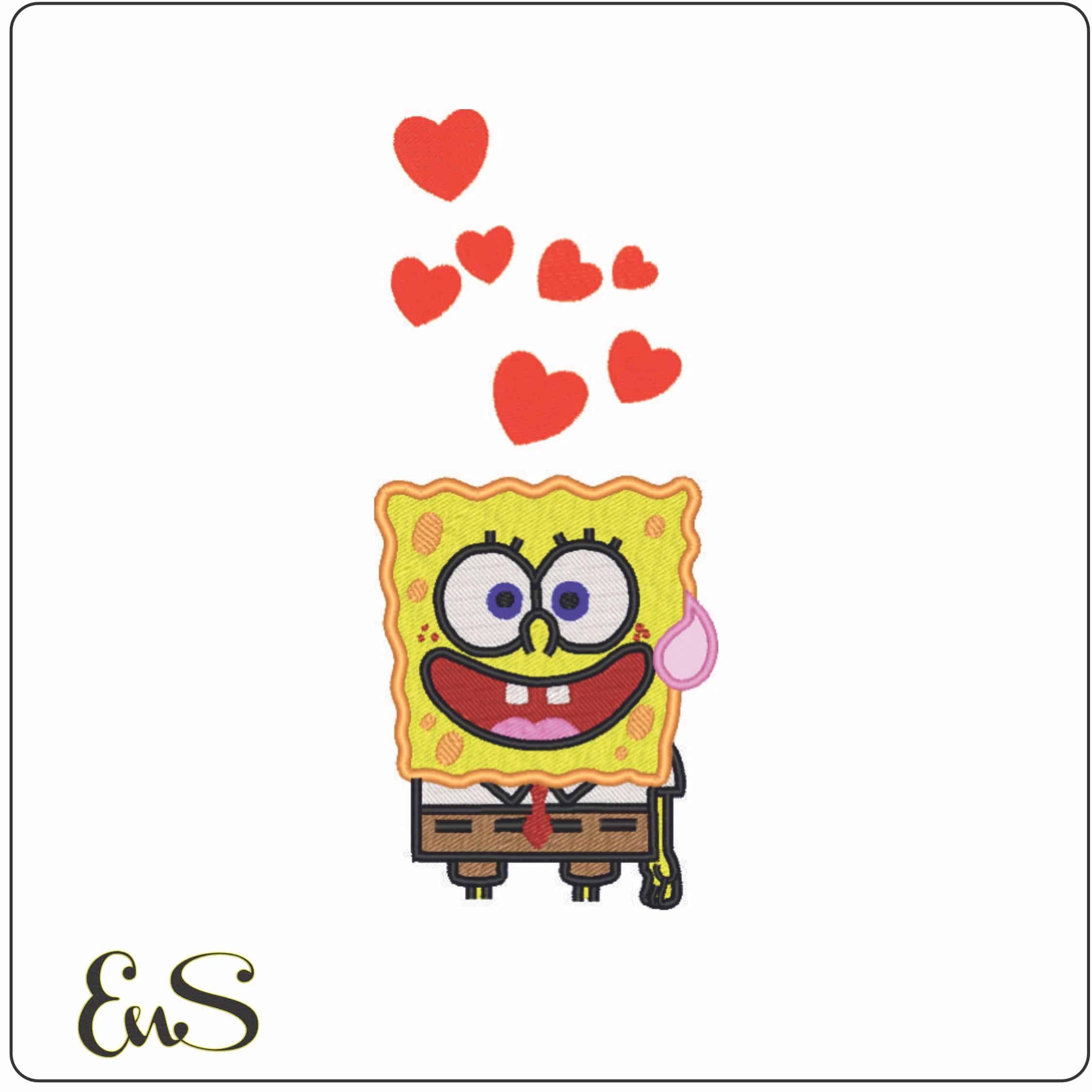Sponge Bob Love-Elegant embroidery design file - instant download