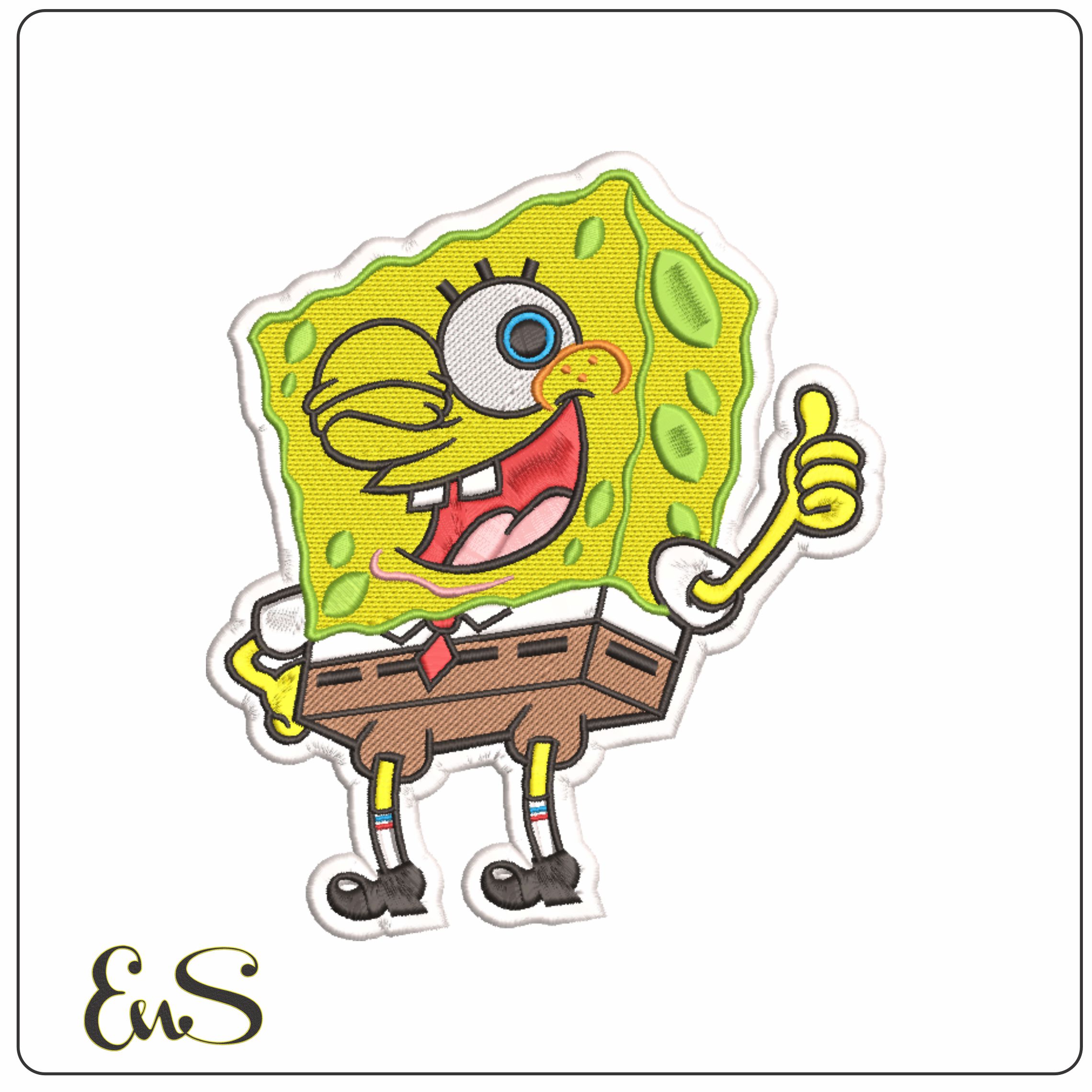 Sponge Bob Winking-Elegant embroidery design file - instant download