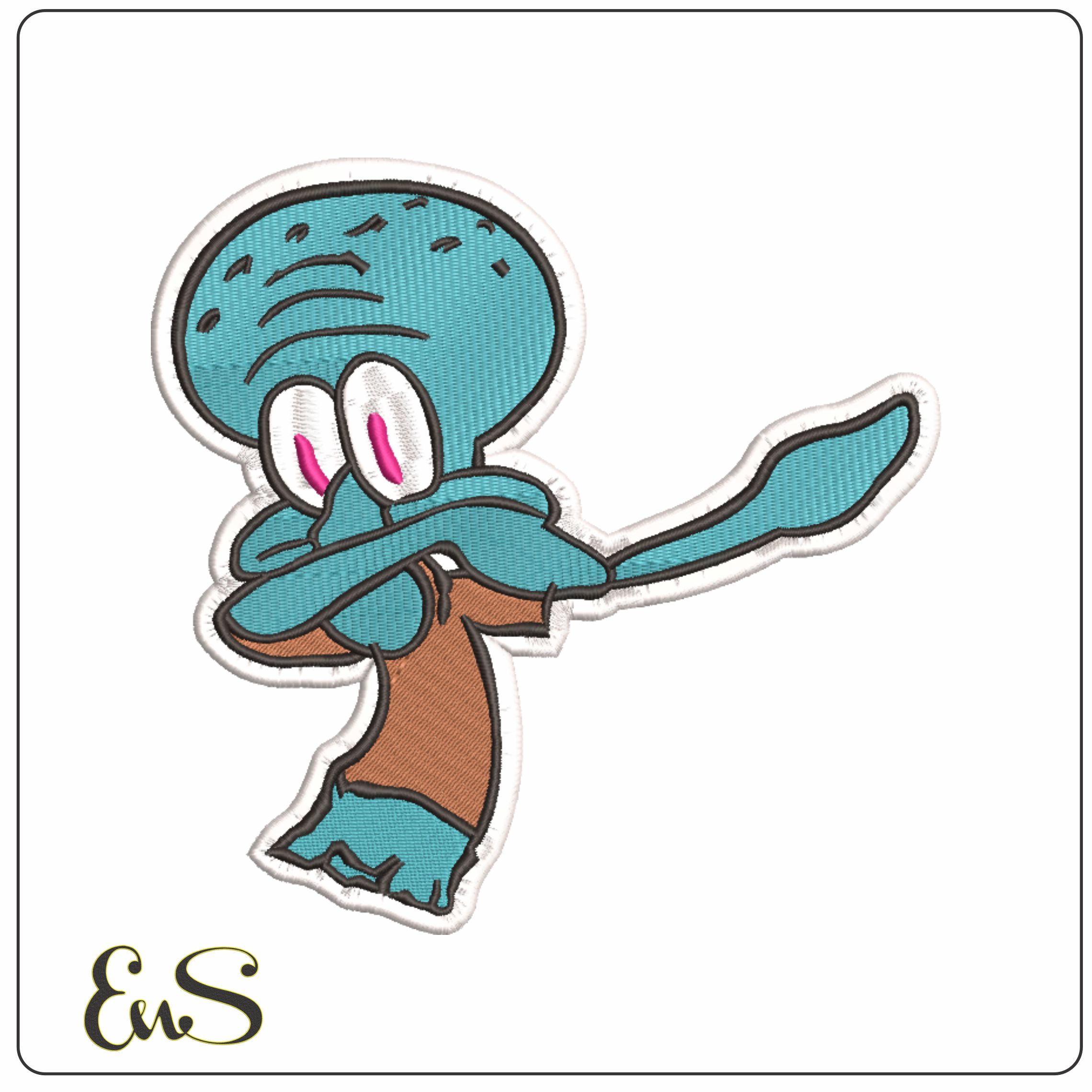 Squidward Tentacles Dab - Spongebob Square Pants-Elegant embroidery design file - instant download