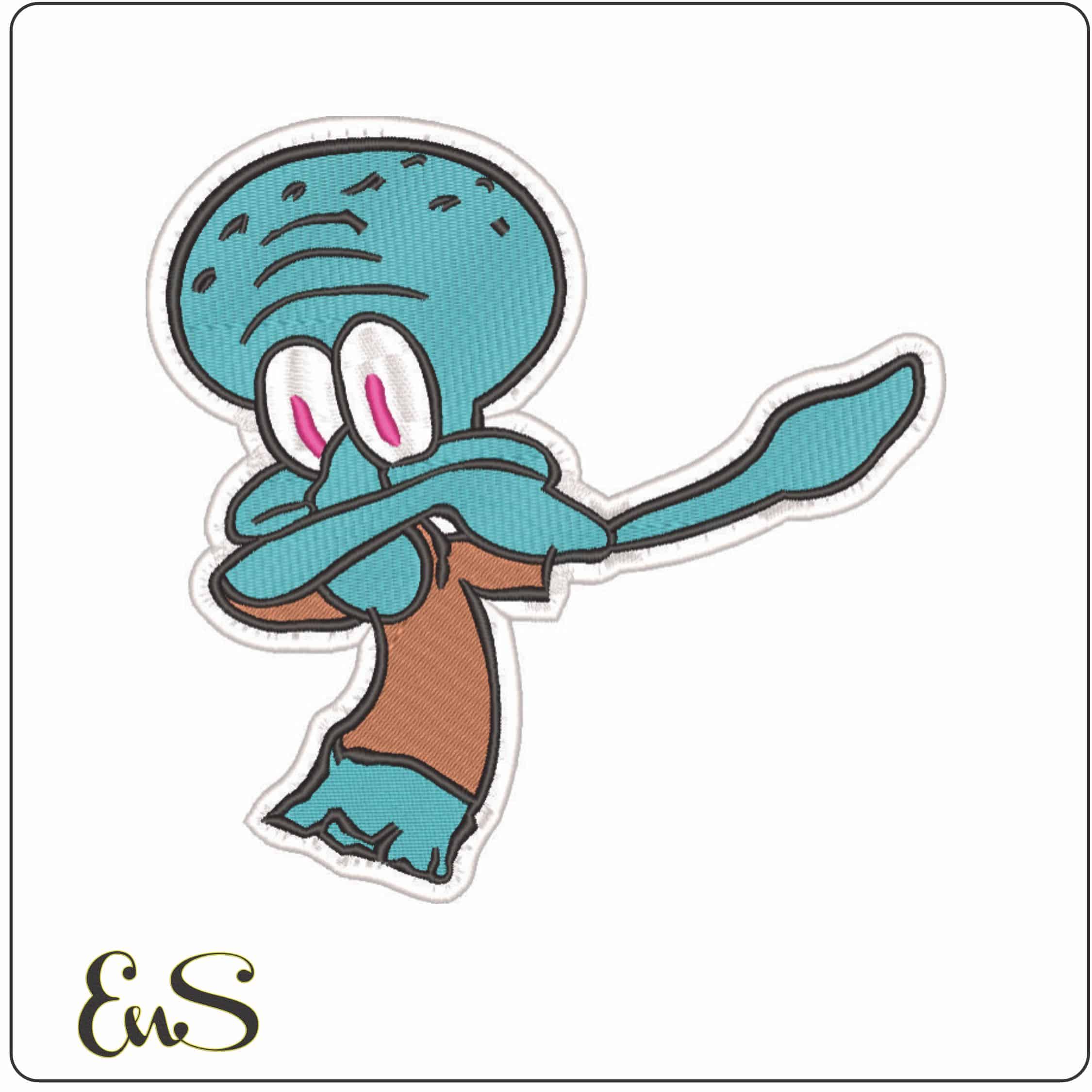 Squidward Tentacles Dab - Spongebob Square Pants-Elegant embroidery design file - instant download