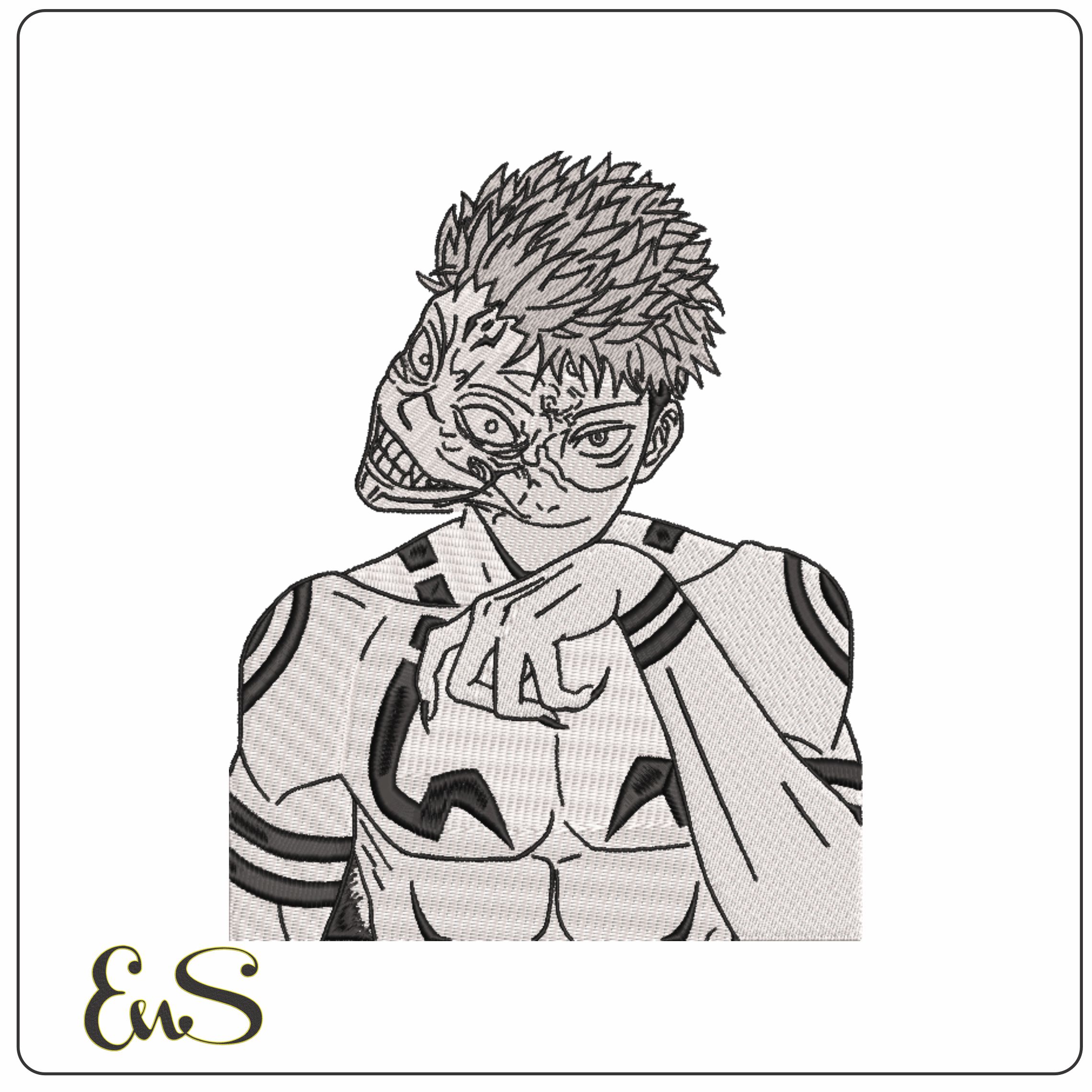 Sukuna Split Personality - Jujutsu Kaisen - Anime-Elegant embroidery design file - instant download
