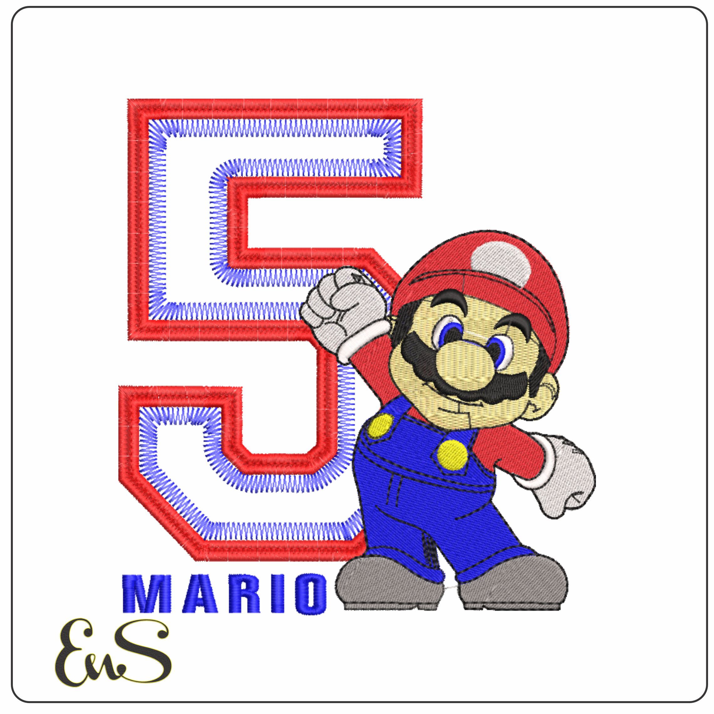 Super Mario Celebrate Five-Elegant embroidery design file - instant download
