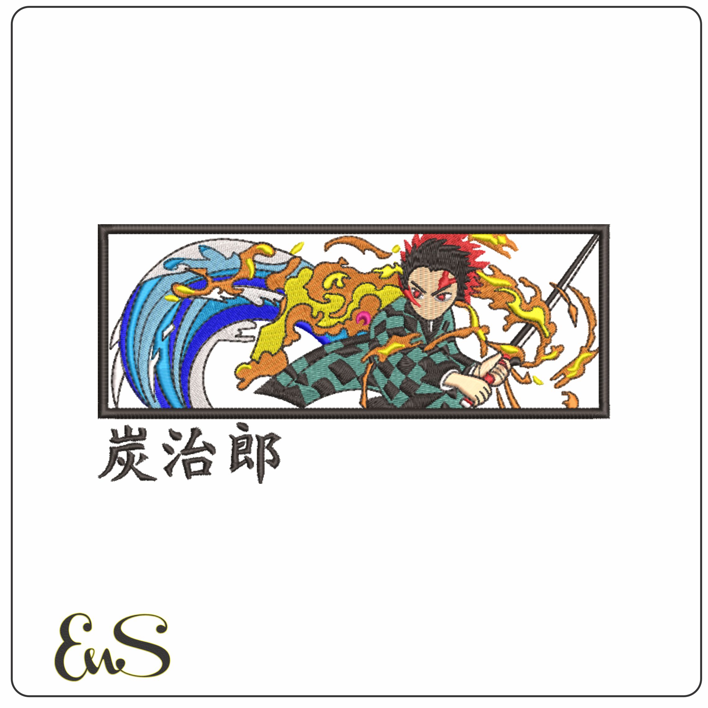 Tanjiro Kamado in Frame - Demon Slayer - Anime-Elegant embroidery design file - instant download