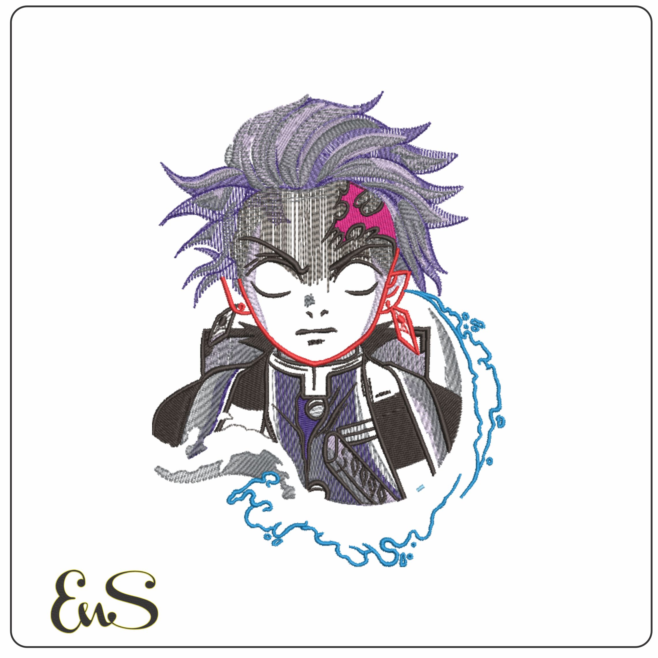 Tanjiro line art - Demon Slayer - Anime-Elegant embroidery design file - instant download