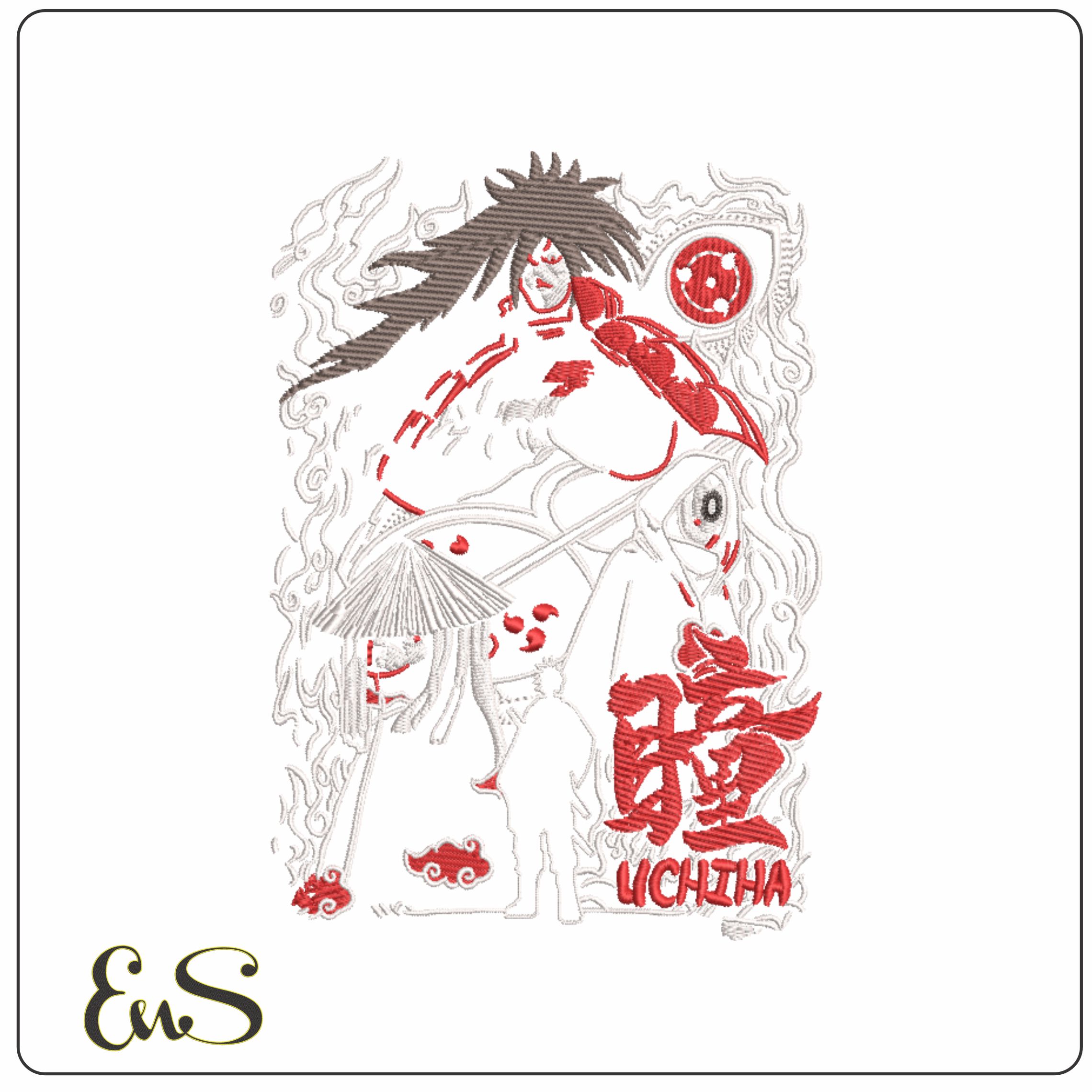 Uchiha Clan - Naruto - Anime-Elegant embroidery design file - instant download