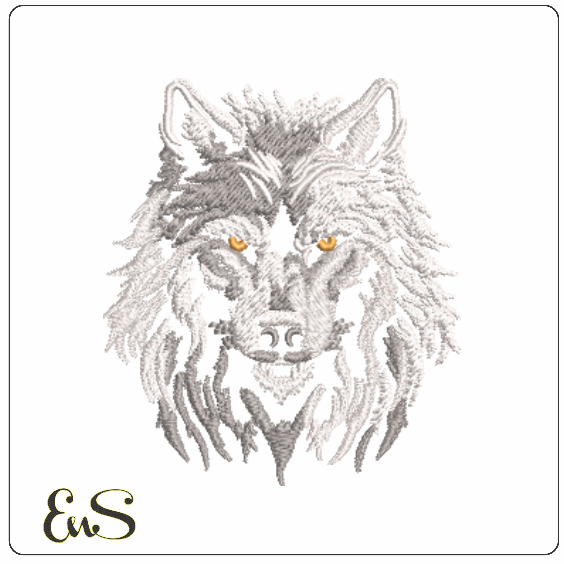 Wolf Face head on-Elegant embroidery design file - instant download