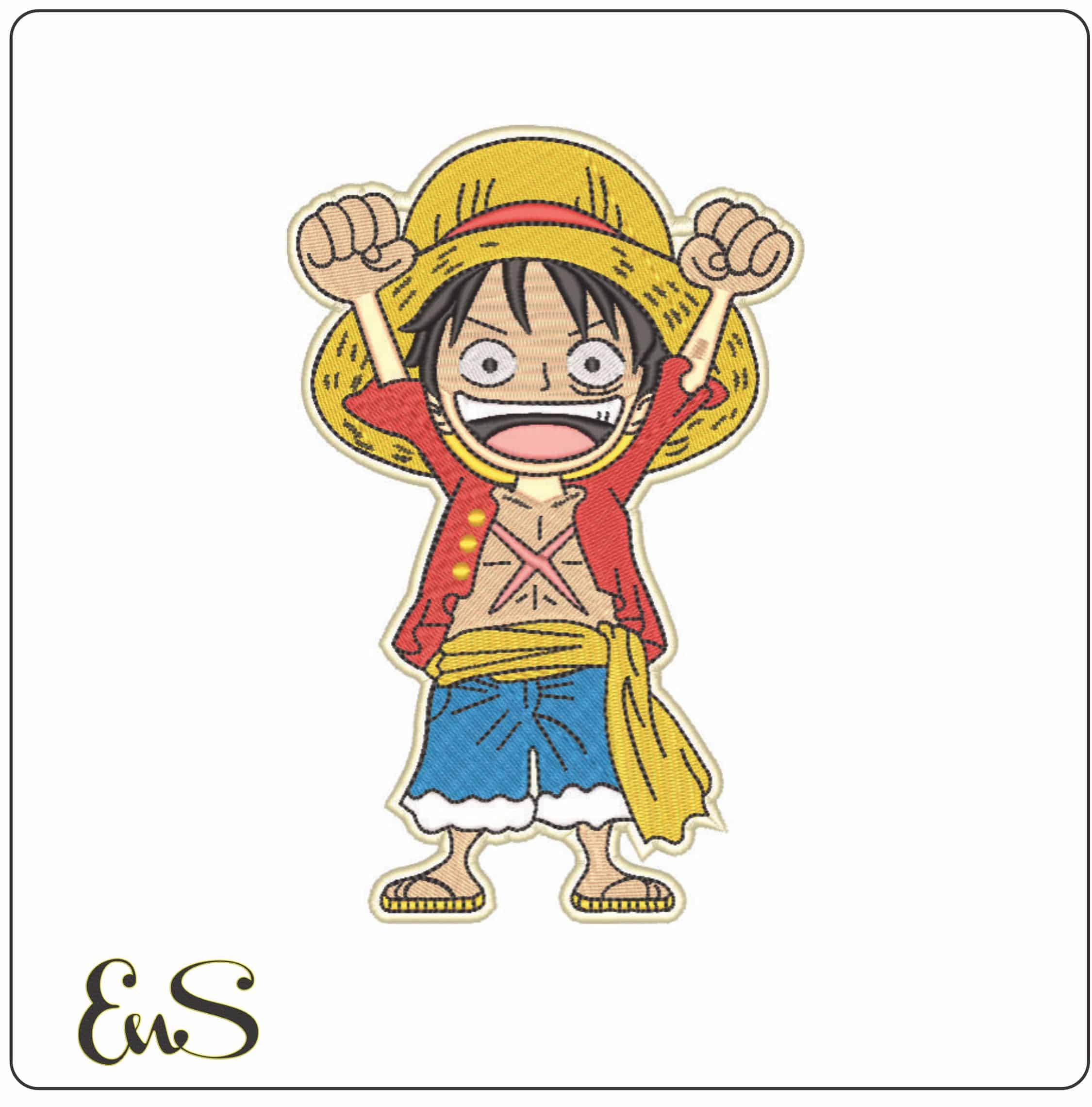 Young Luffy Cheering - One Piece - Anime-Elegant embroidery design file - instant download