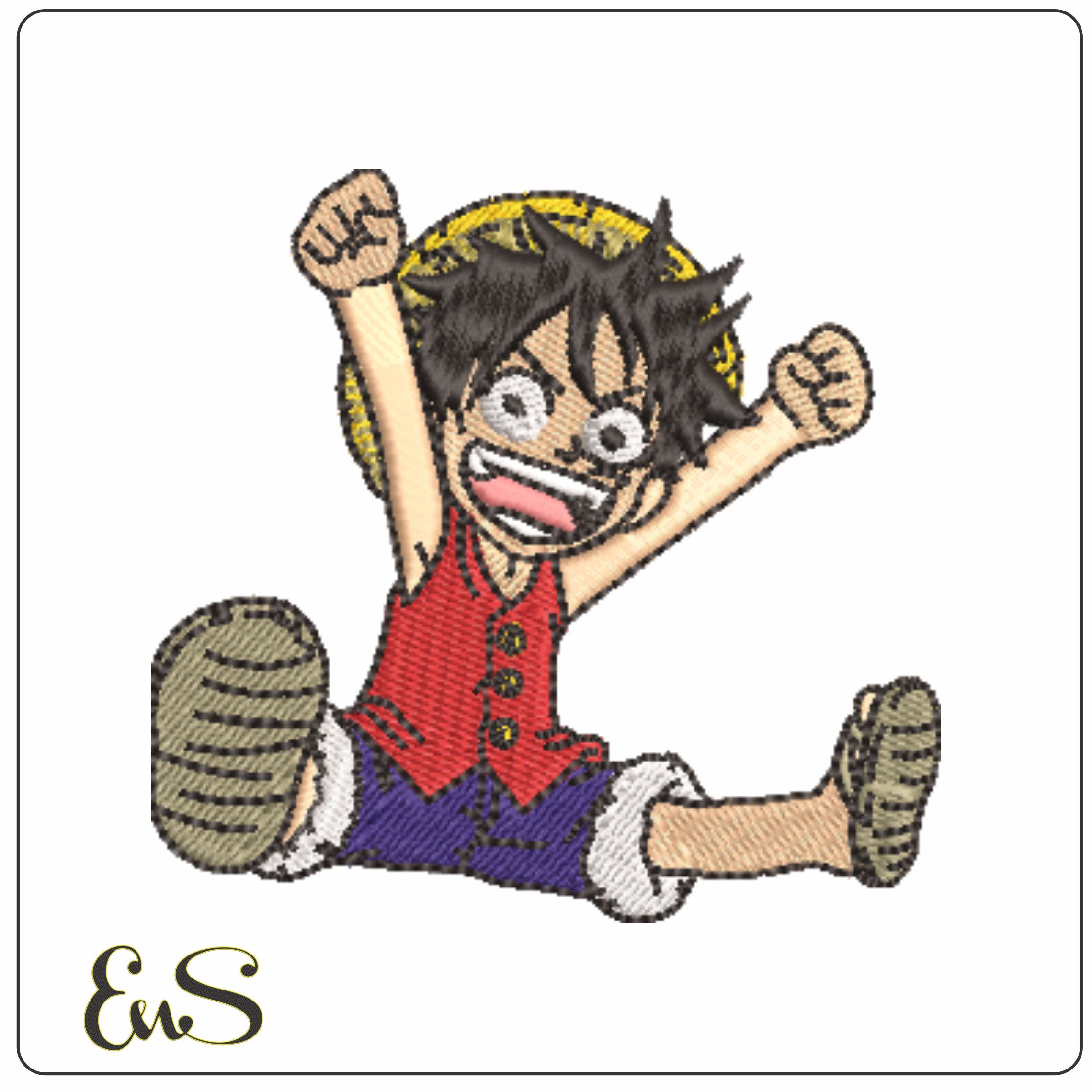 Young Luffy Cheering Sitting Down - One Piece - Anime-Elegant embroidery design file - instant download