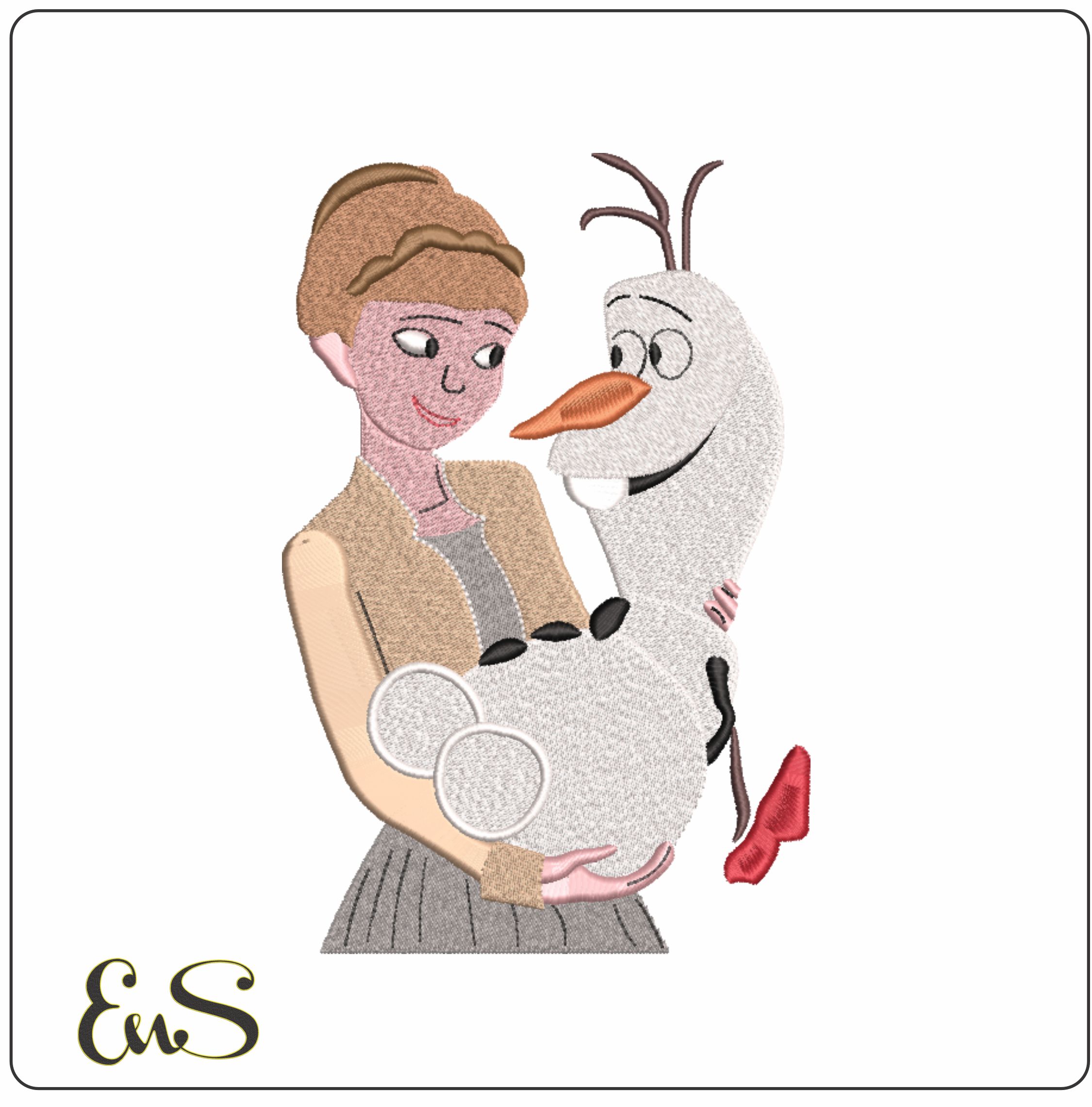 Anna and Olaf - Frozen - Disney-Elegant embroidery design file - instant download