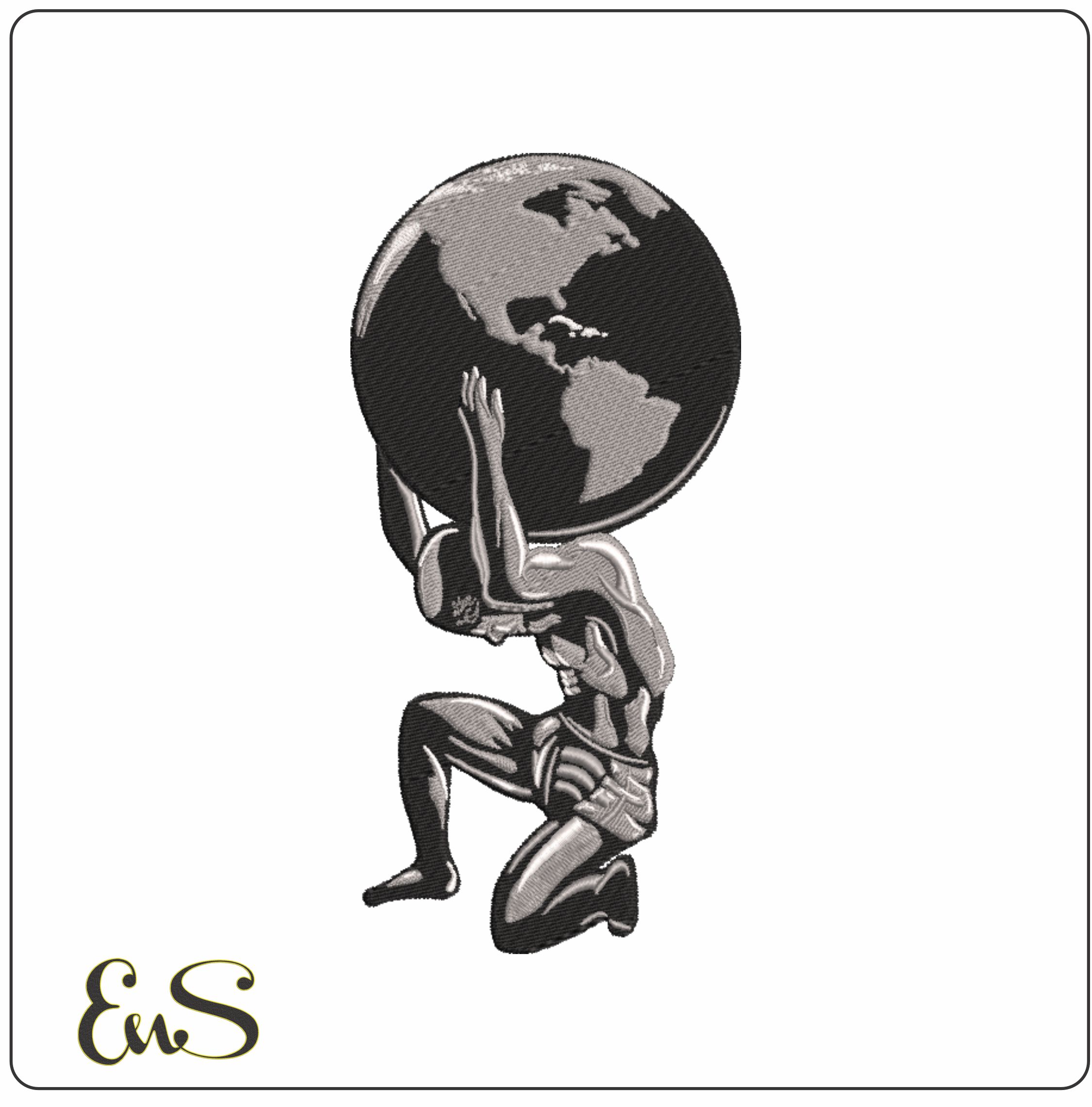 Atlas Holding the World-Elegant embroidery design file - instant download