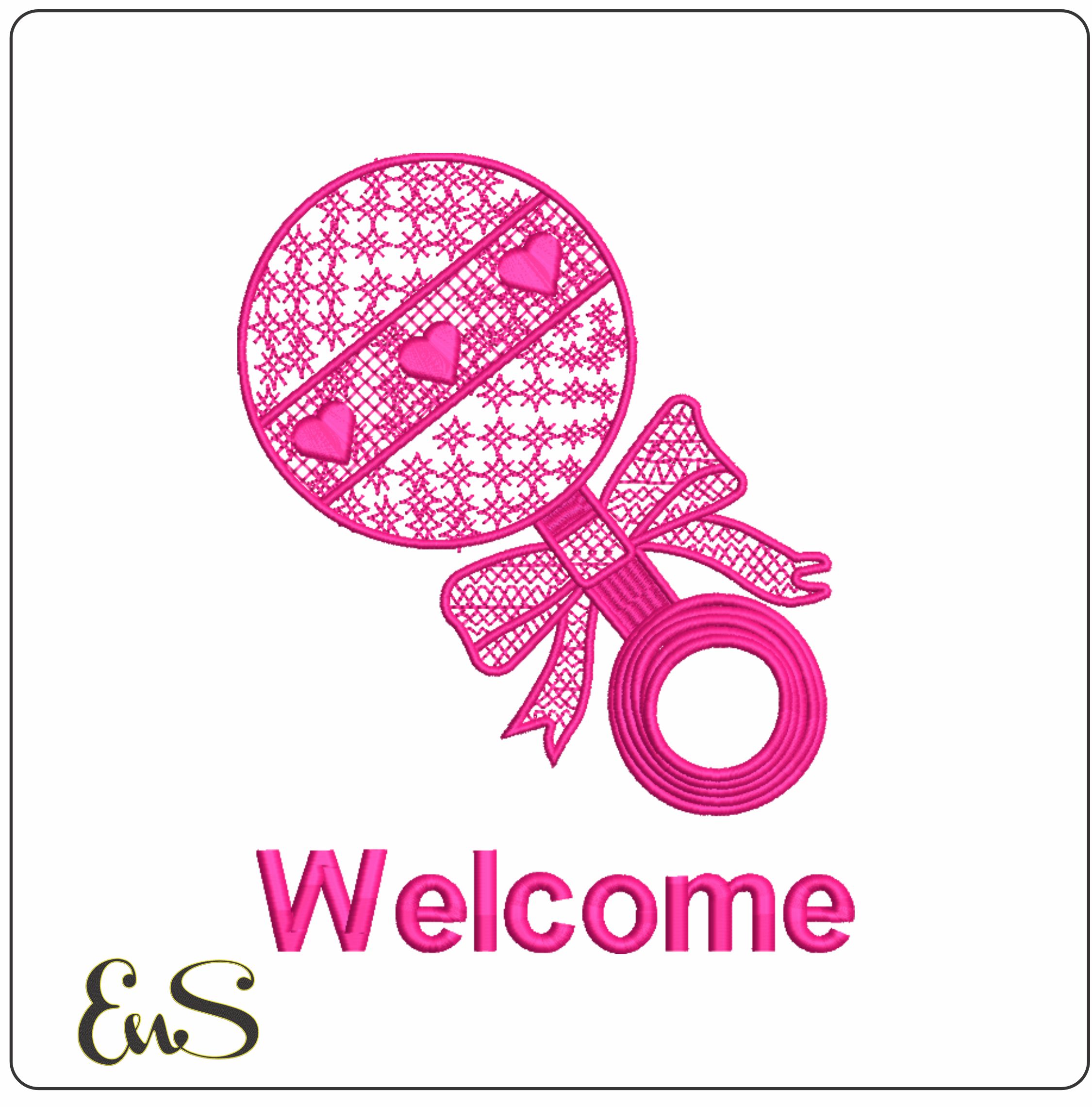 Baby Girl Welcome-Elegant embroidery design file - instant download