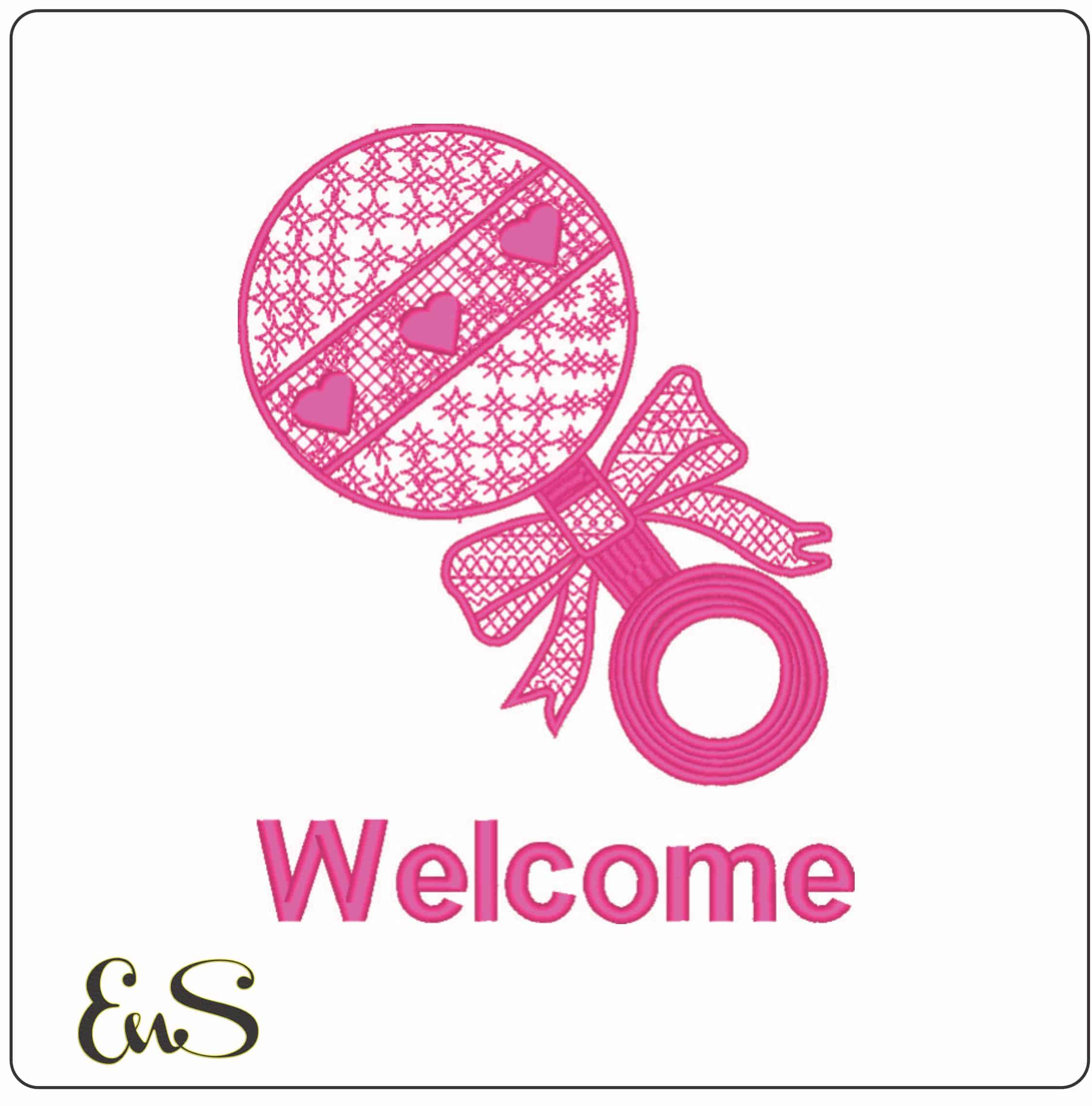 Baby Girl Welcome-Elegant embroidery design file - instant download