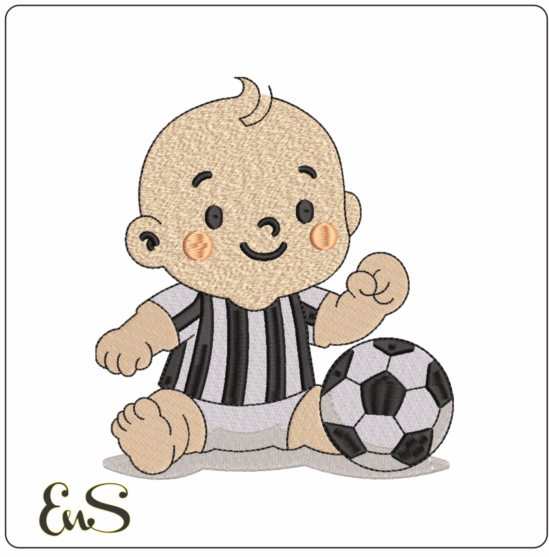 Baby in Black and White Football Strip-Elegant embroidery design file - instant download