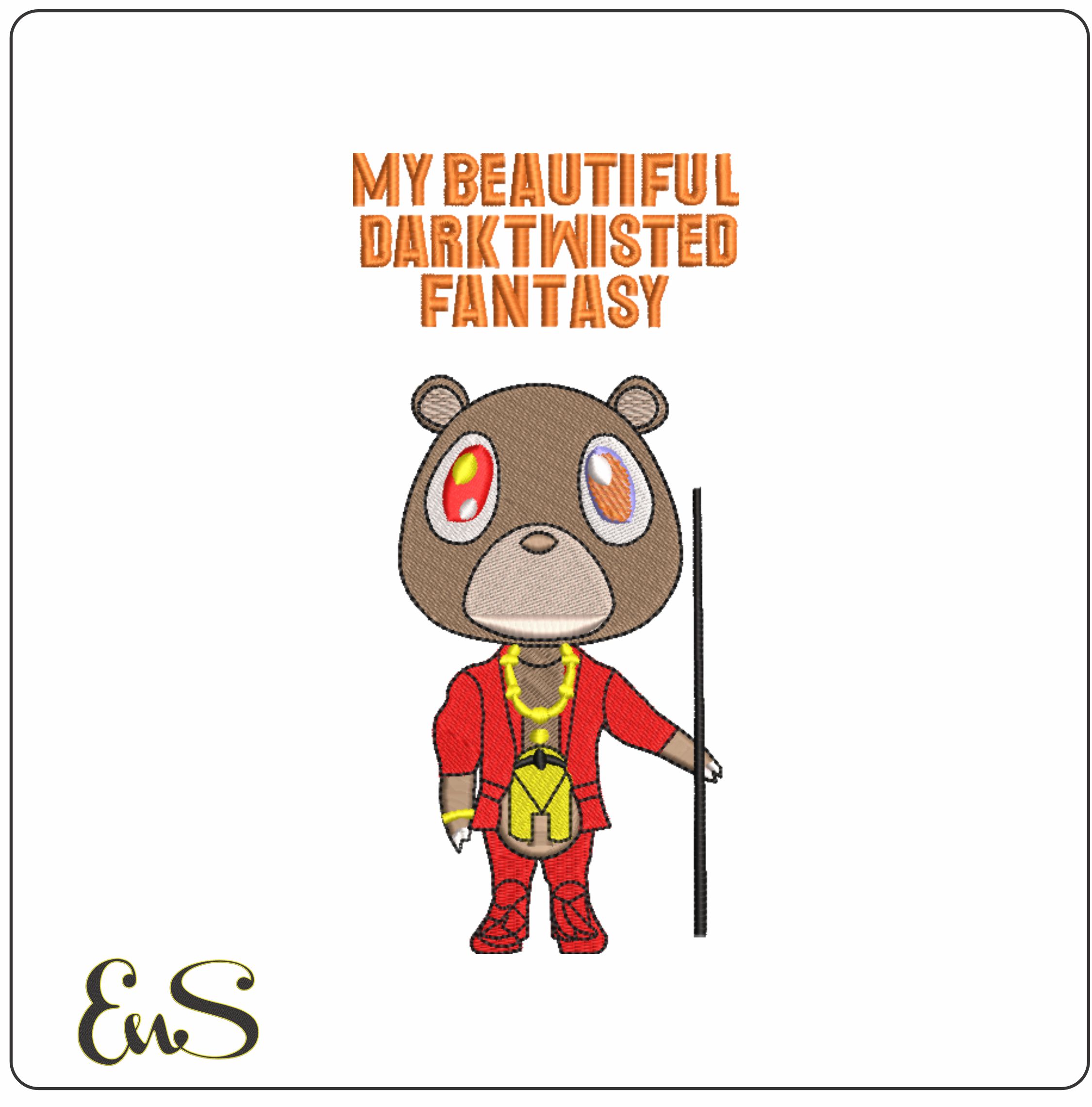 Beautiful Dark Twisted Fantasy - Kanye West Yeeze Designs-Elegant embroidery design file - instant download