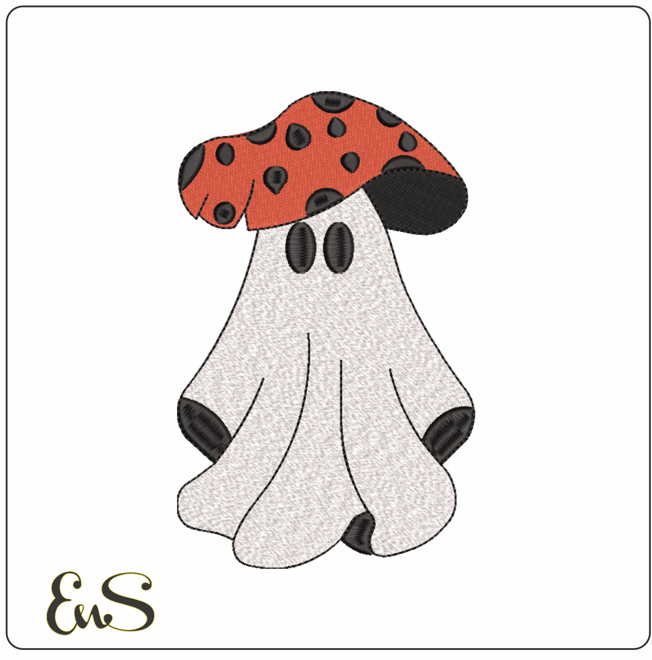 Boo Ghosts as Orange Spots Mushroom-Elegant embroidery design file - instant download