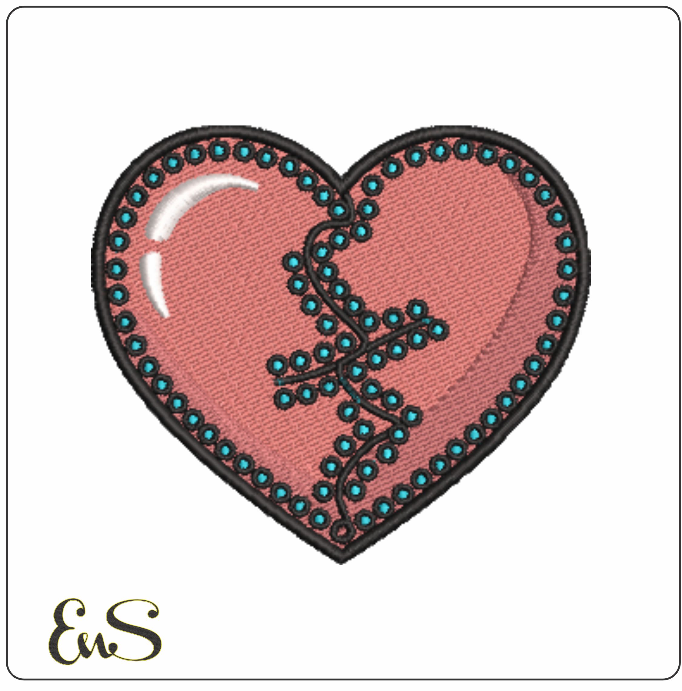 Broken Heart Repaired-Elegant embroidery design file - instant download