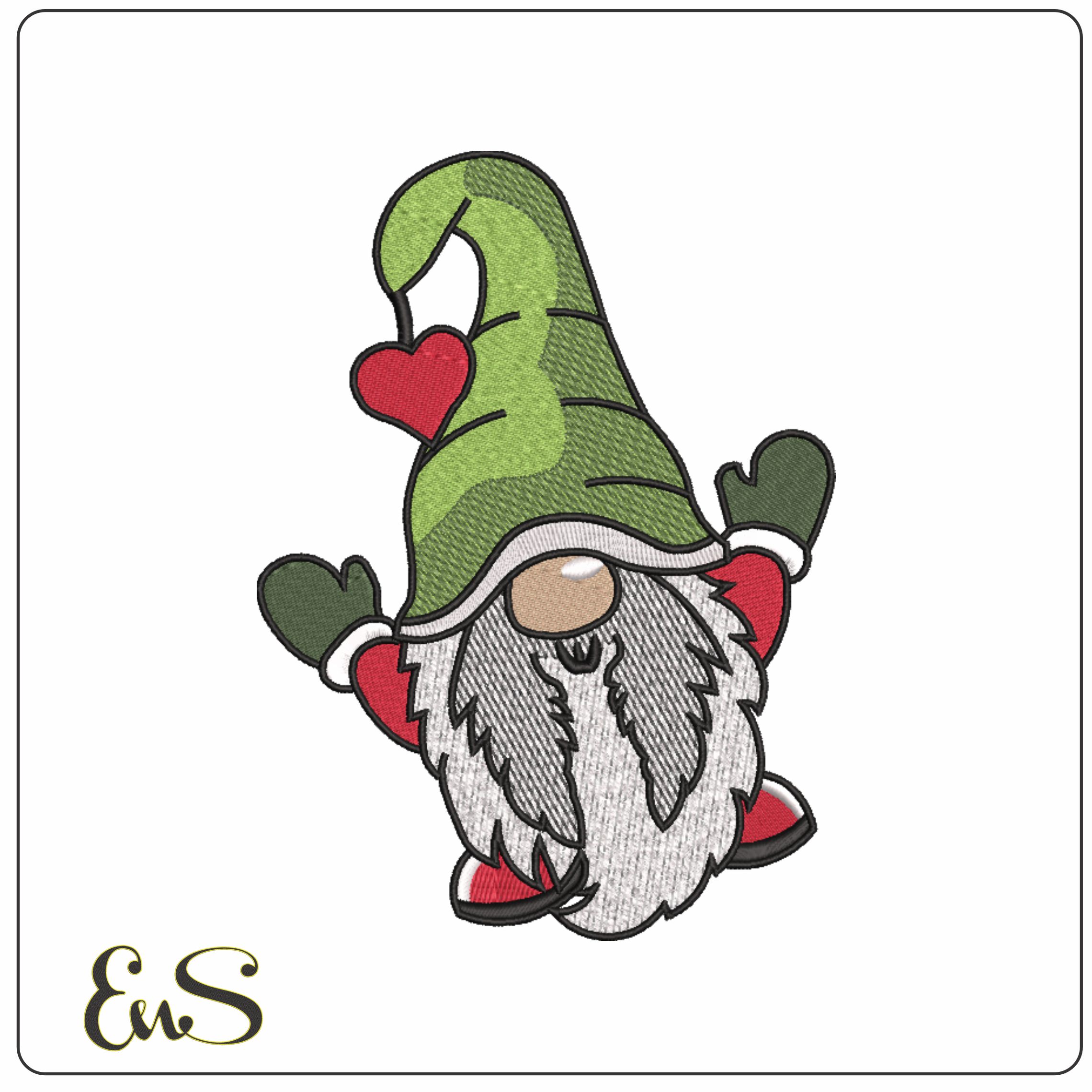 Christmas Gnome-Elegant embroidery design file - instant download