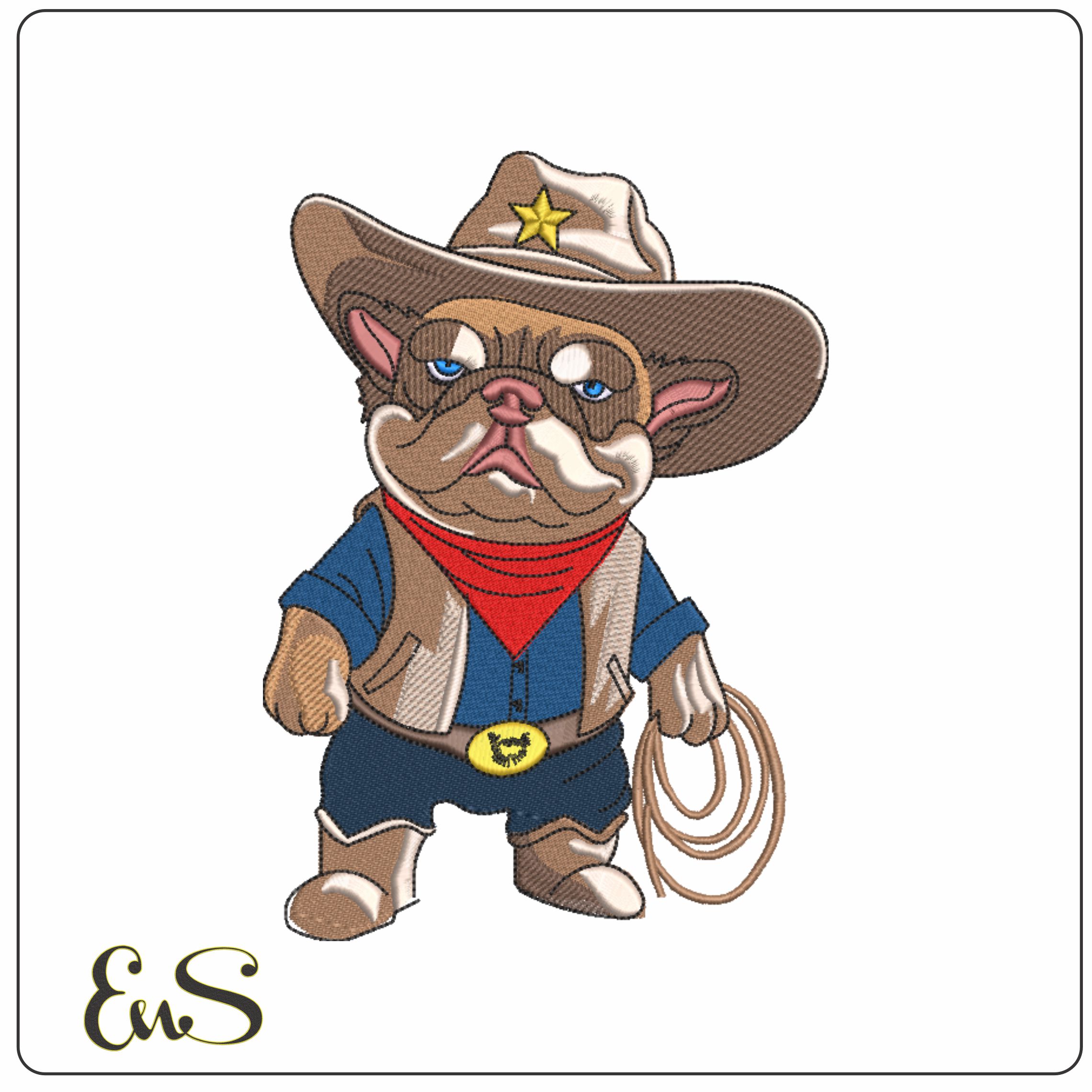 Cowboy Dog with Lasso-Elegant embroidery design file - instant download