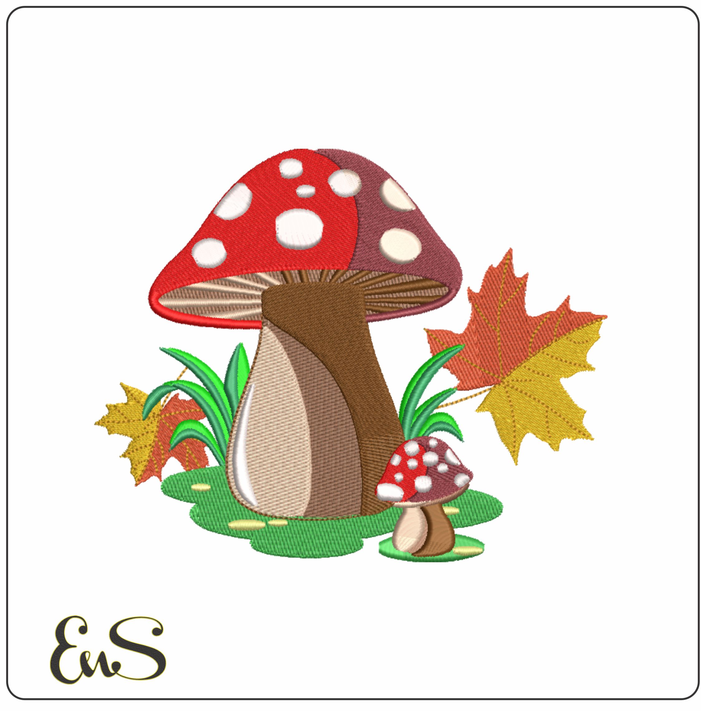 Autumn Toadstools - Elegant embroidery design file - instant download