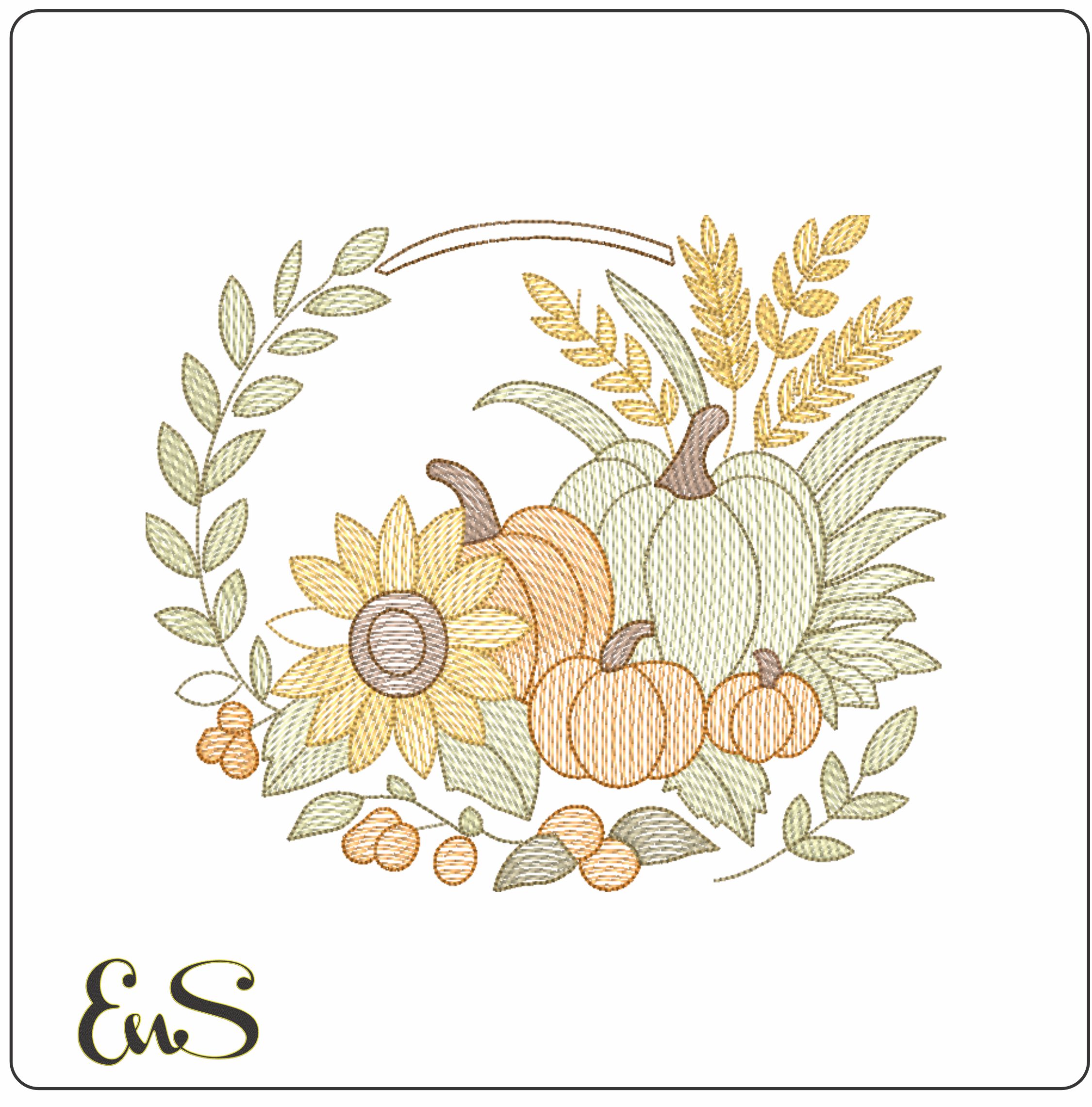 Autumn Scene - Elegant embroidery design file - instant download