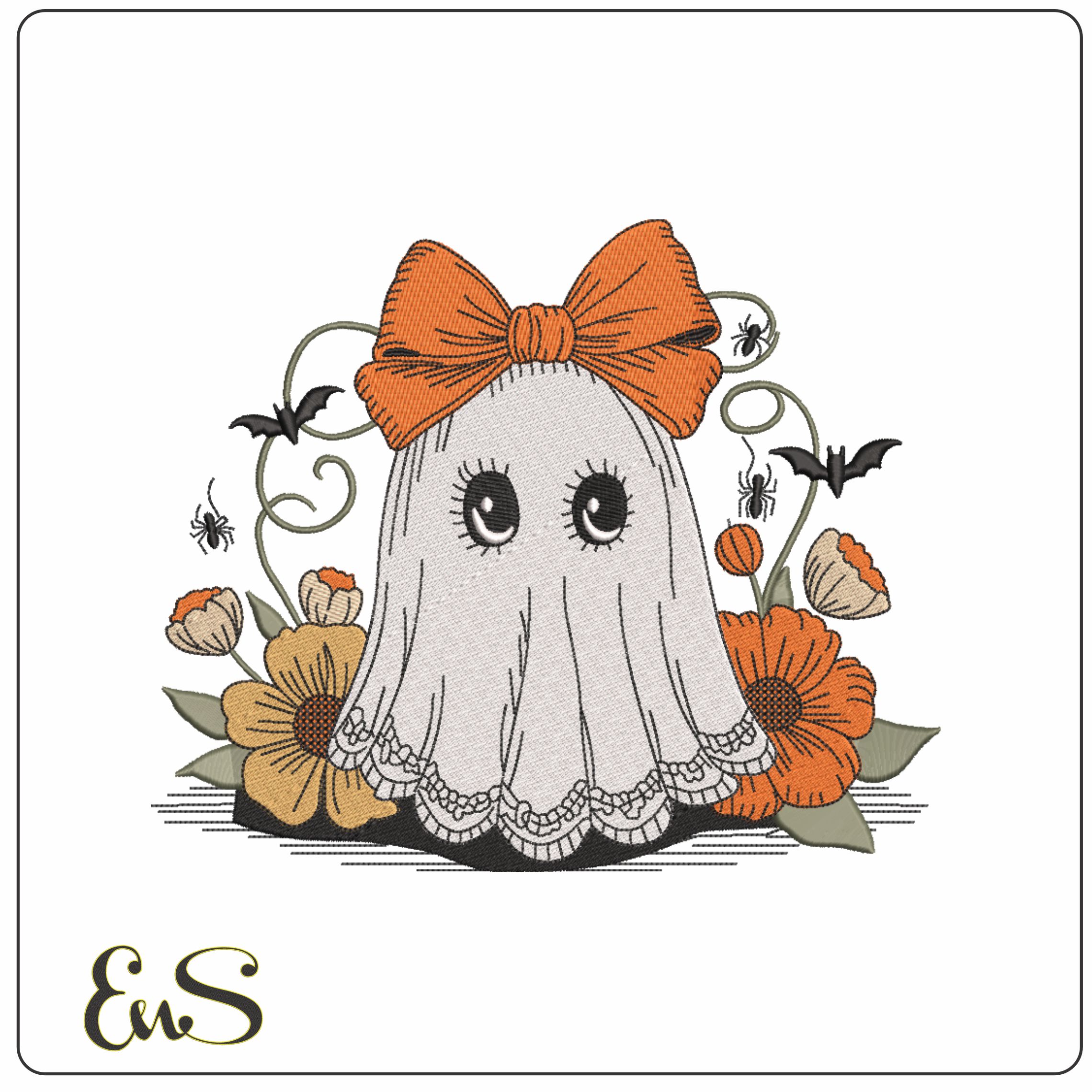 Halloween Lady Ghost - Elegant embroidery design file - instant download