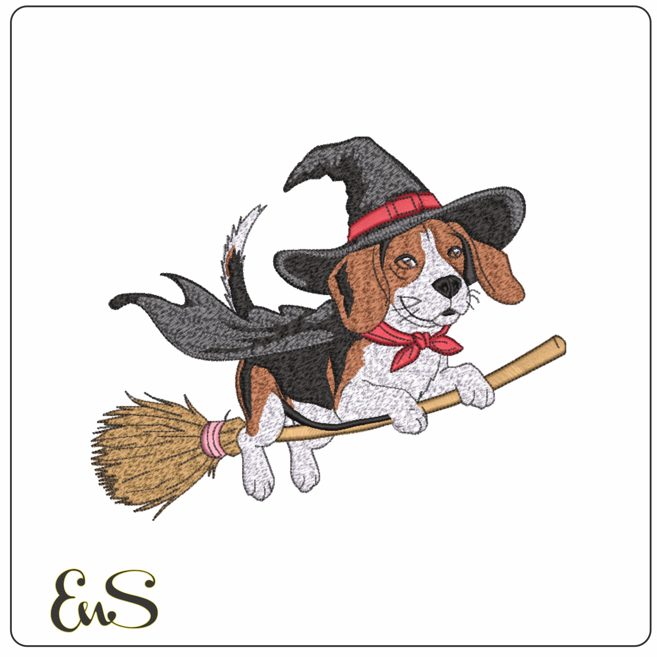 Halloween Withches Hound - Elegant embroidery design file - instant download