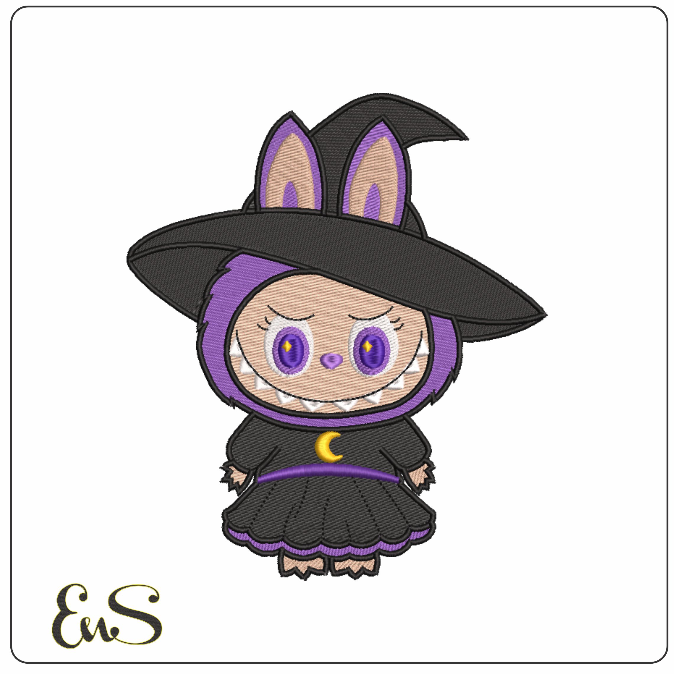 Labubu Witch - Elegant embroidery design file - instant download