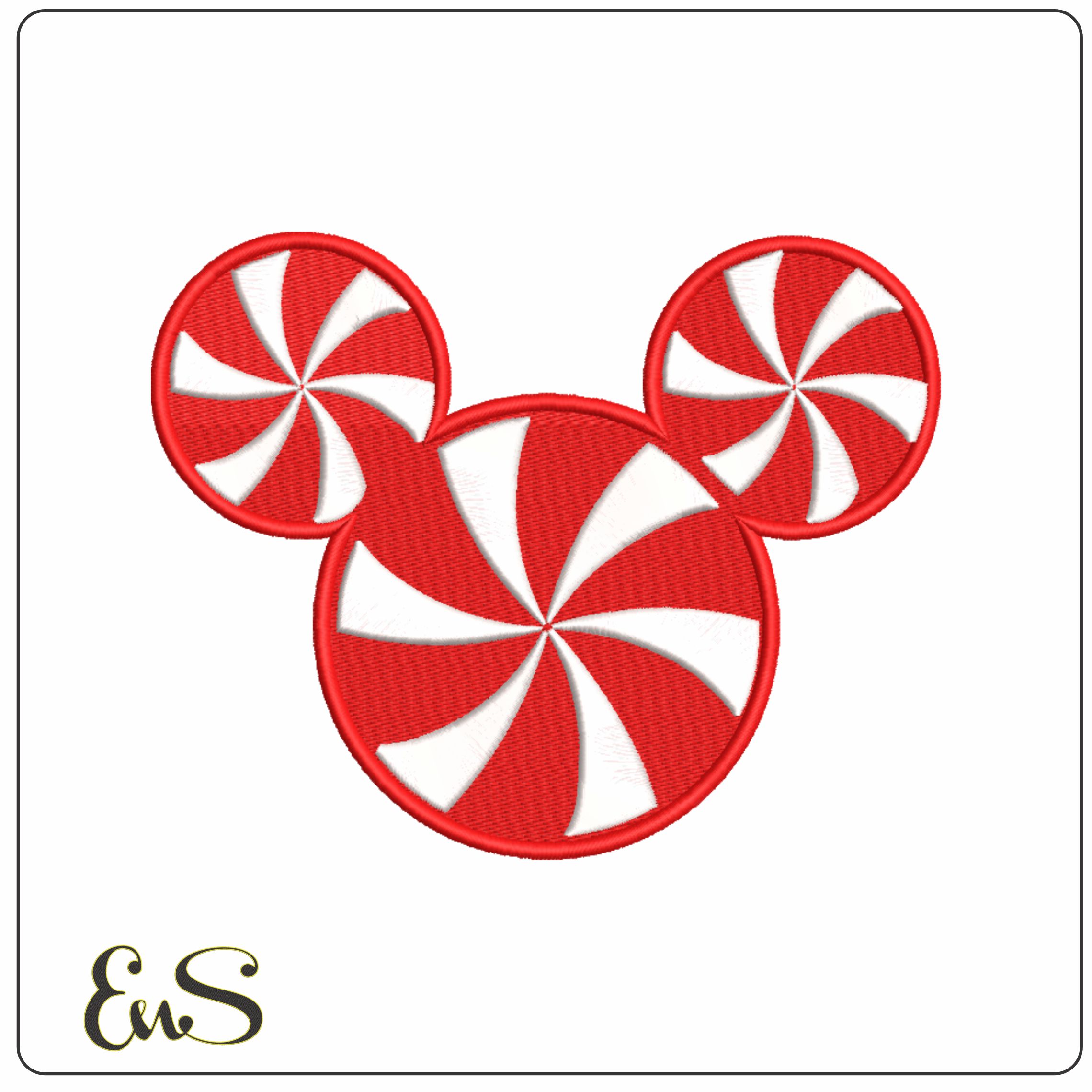 Minnie Mouse head in Peppermints - Elegant embroidery design file - instant download