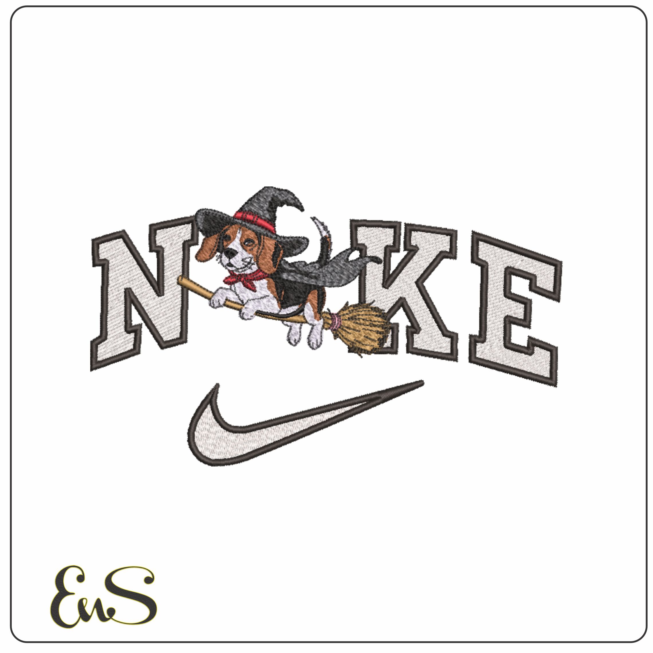 Nike Halloween Witches Hound - Elegant embroidery design file - instant download