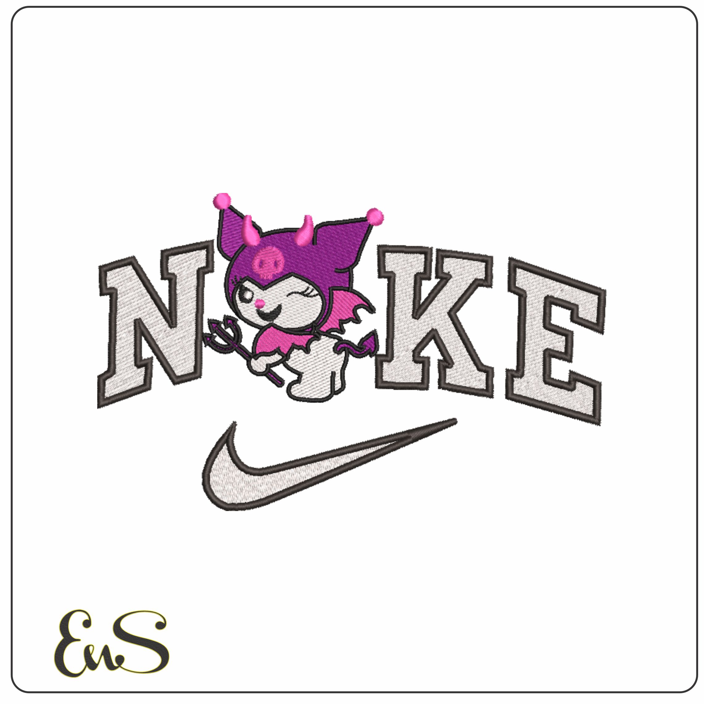 Nike Hello Kitty Demon - Elegant embroidery design file - instant download