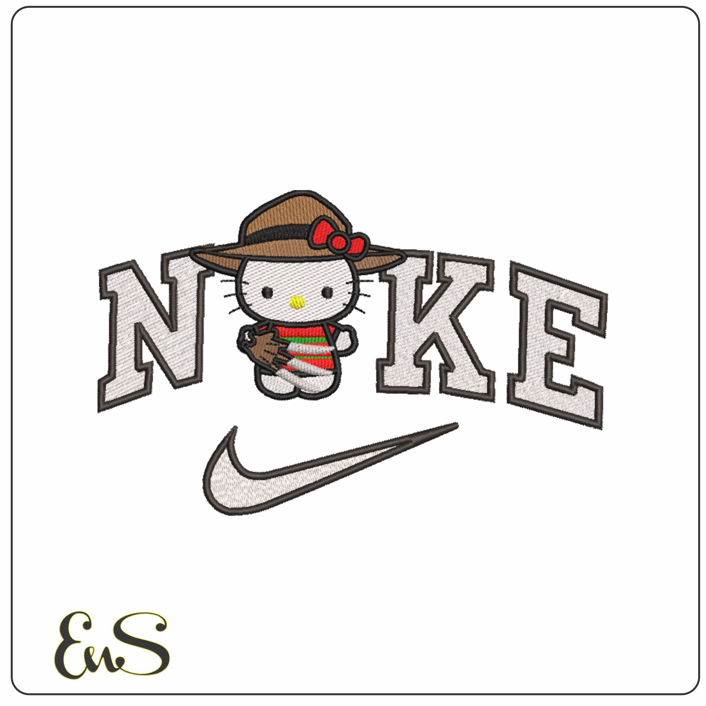 Nike Hello Kitty Krueger Slashers - Elegant embroidery design file - instant download