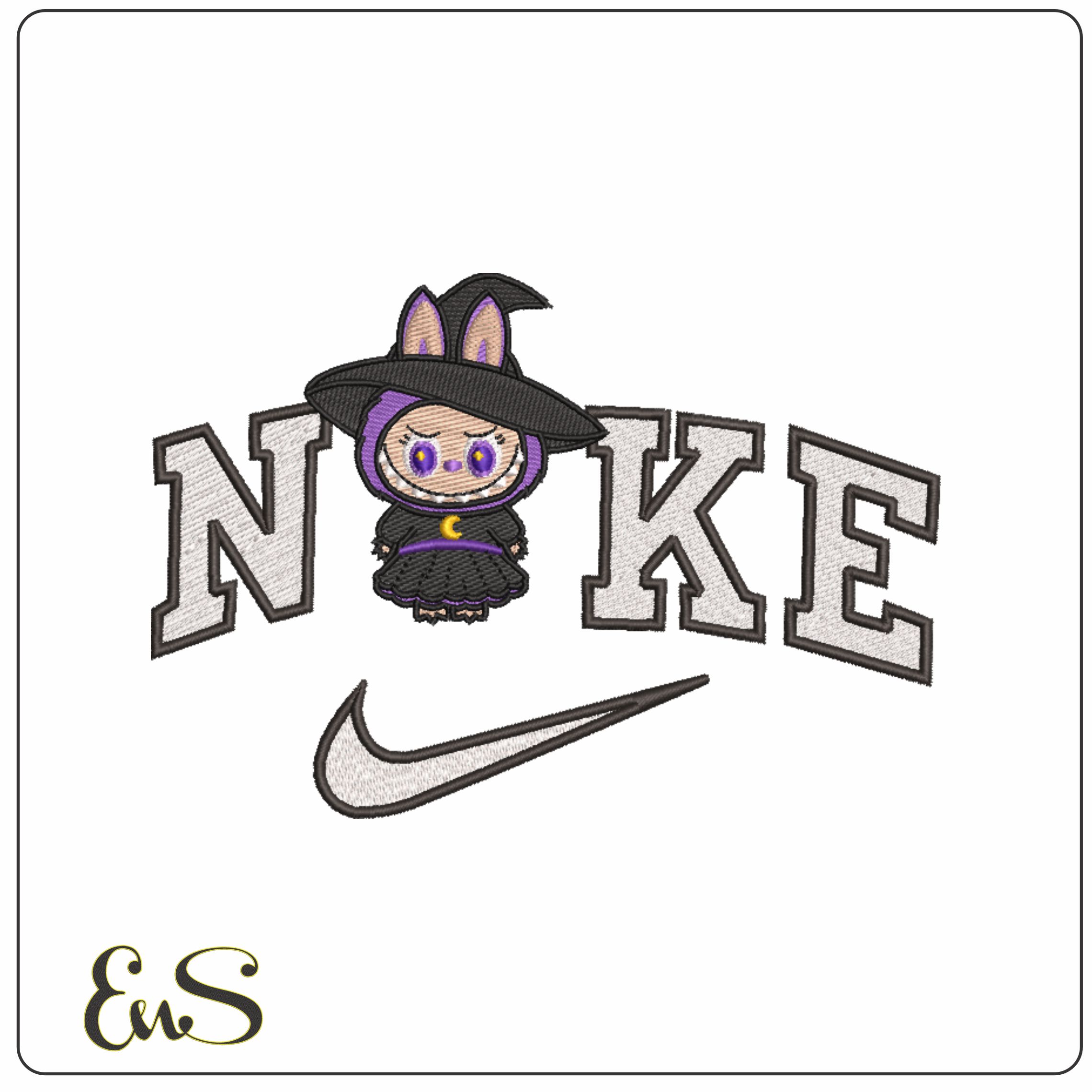 Nike Labubu Witch - Elegant embroidery design file - instant download