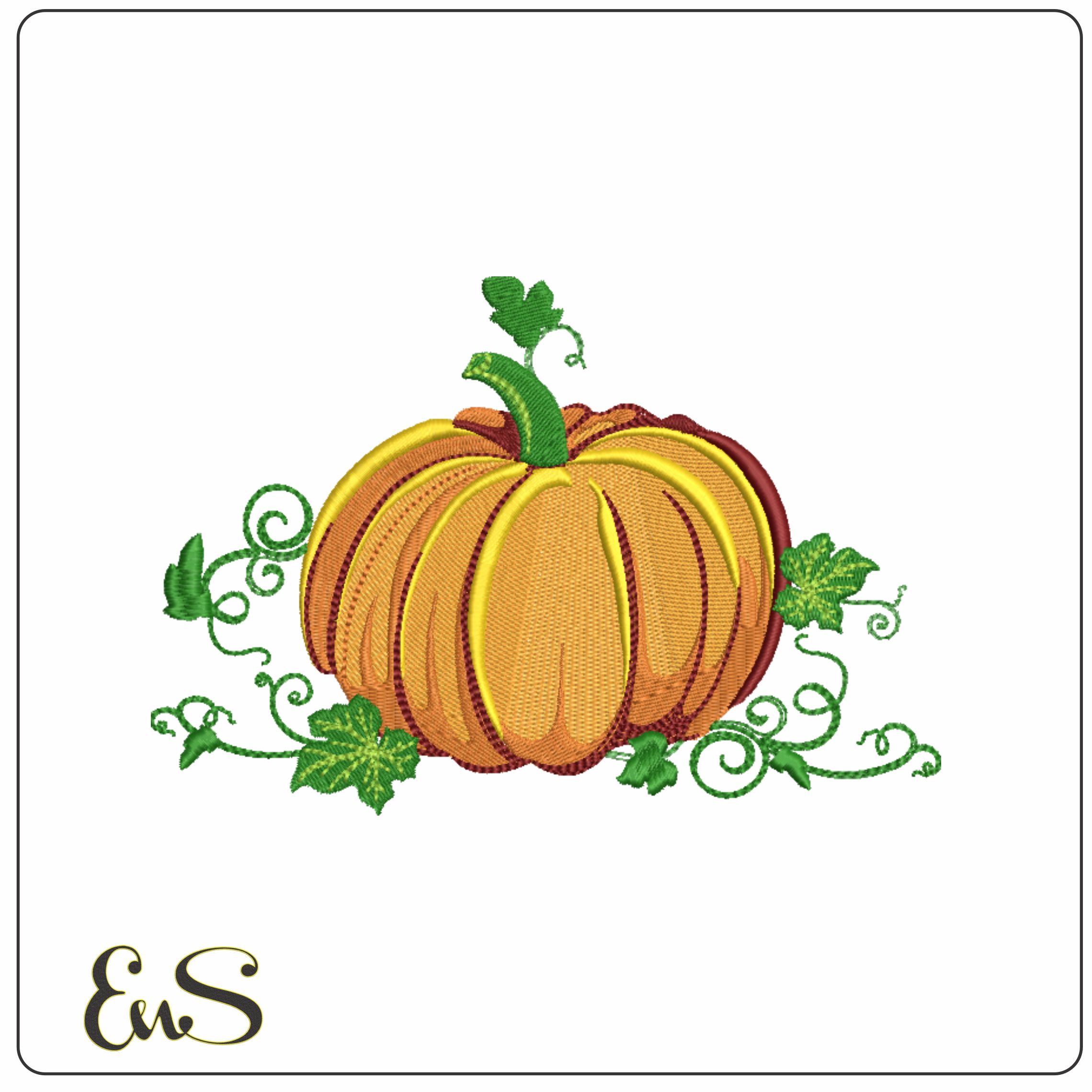 Pumpkin in Patch - Elegant embroidery design file - instant download