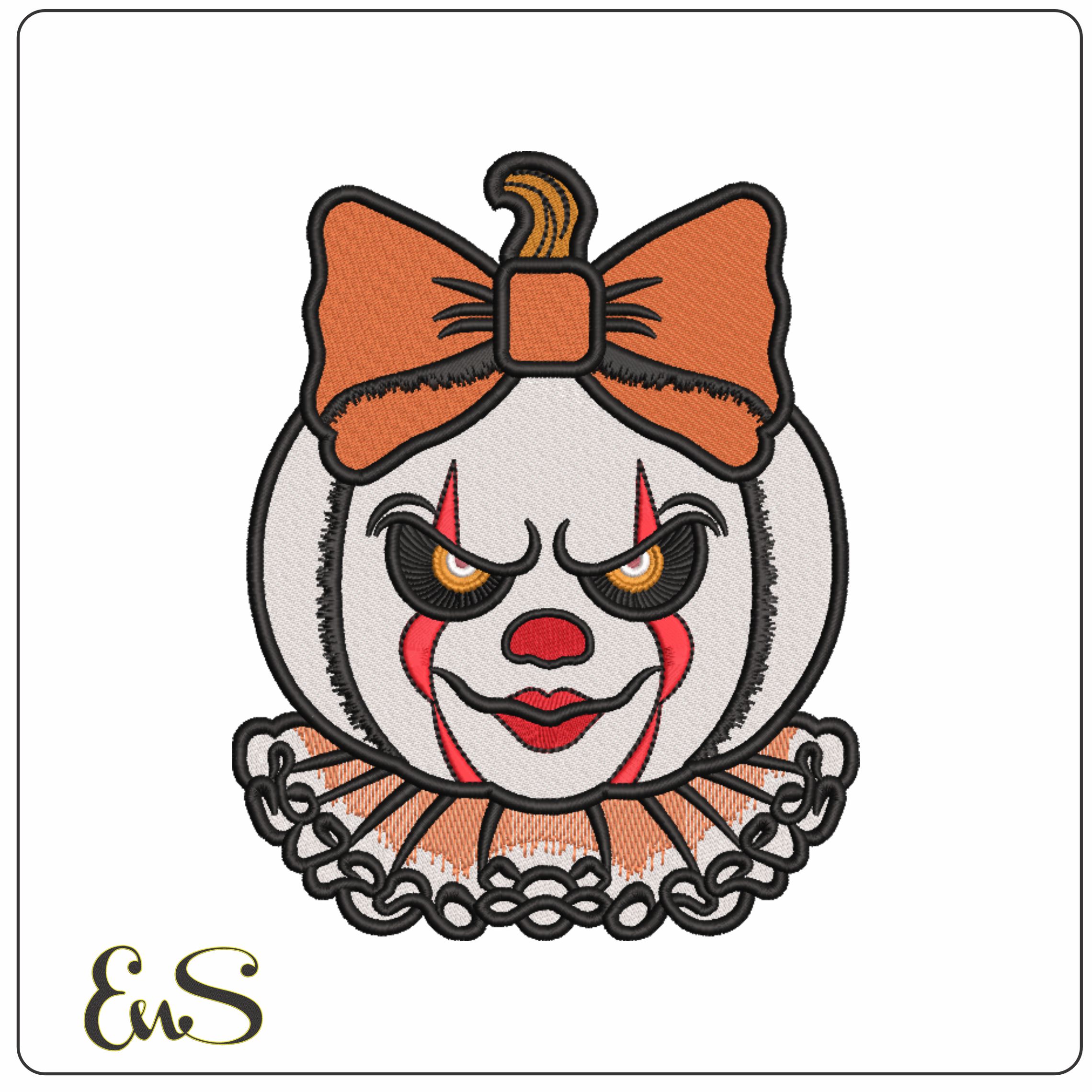 Pumpkin Joker Face - Elegant embroidery design file - instant download