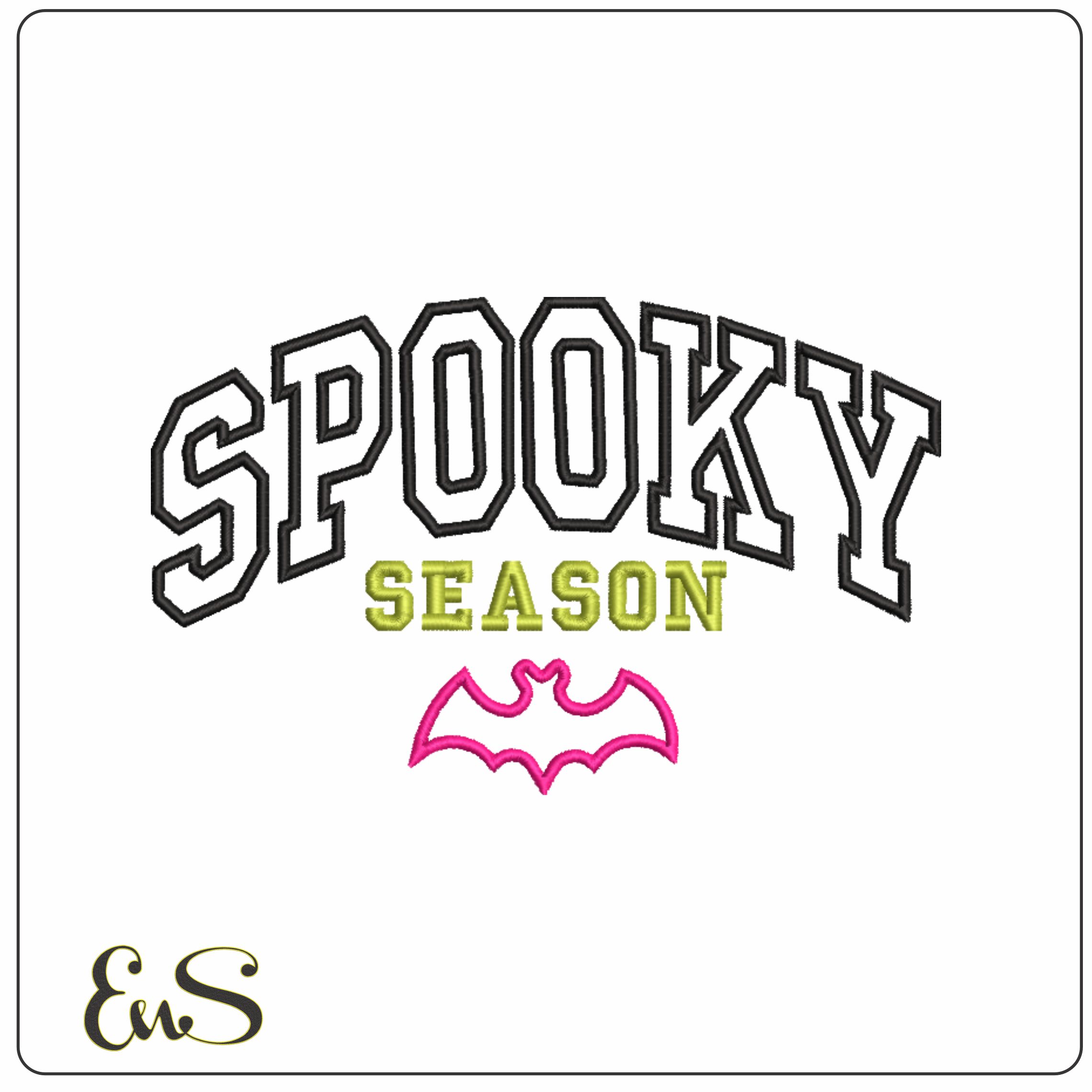 Spooky Season with Bat - Elegant embroidery design file - instant download