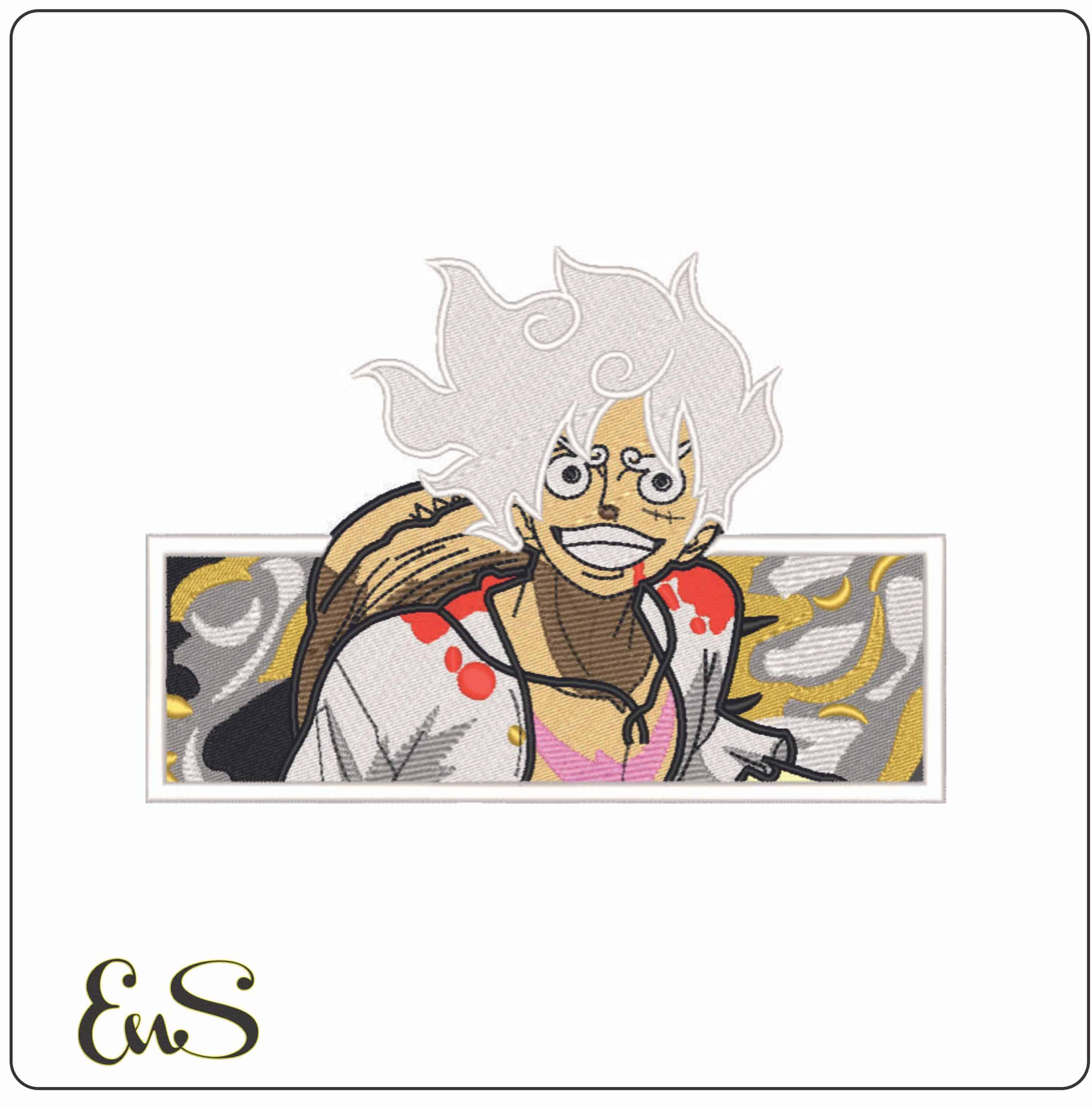 D Luffy Transformation - Gear 5 - Anime - Elegant embroidery design file - instant download
